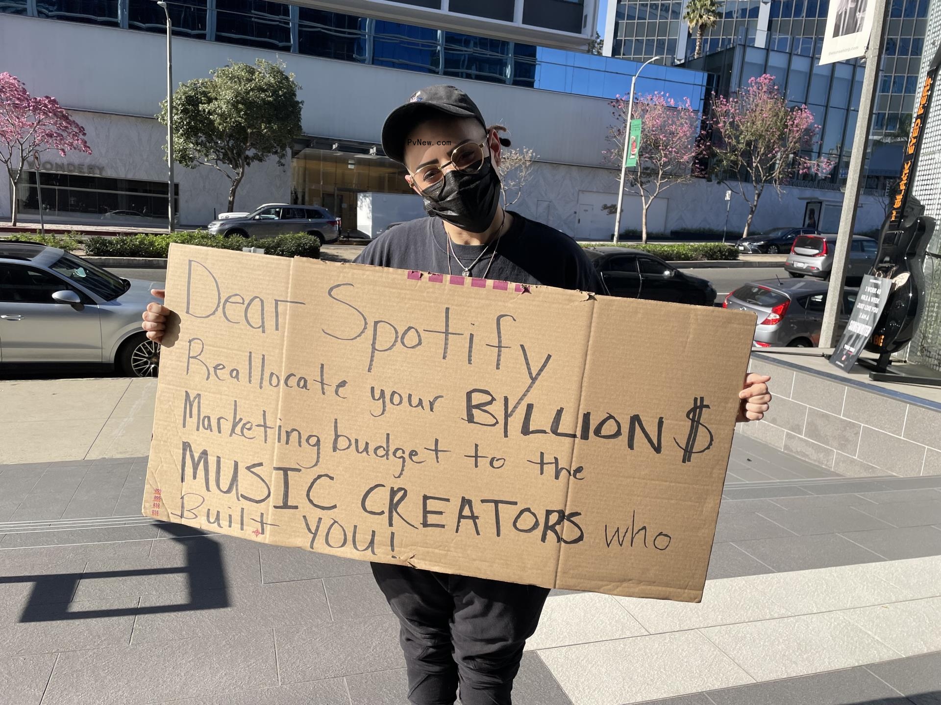 So<i></i>ngwriters Protest Spotify on Sunset Blvd., Asking Fans to Honk if They Support a Living Wage for Hitmakers