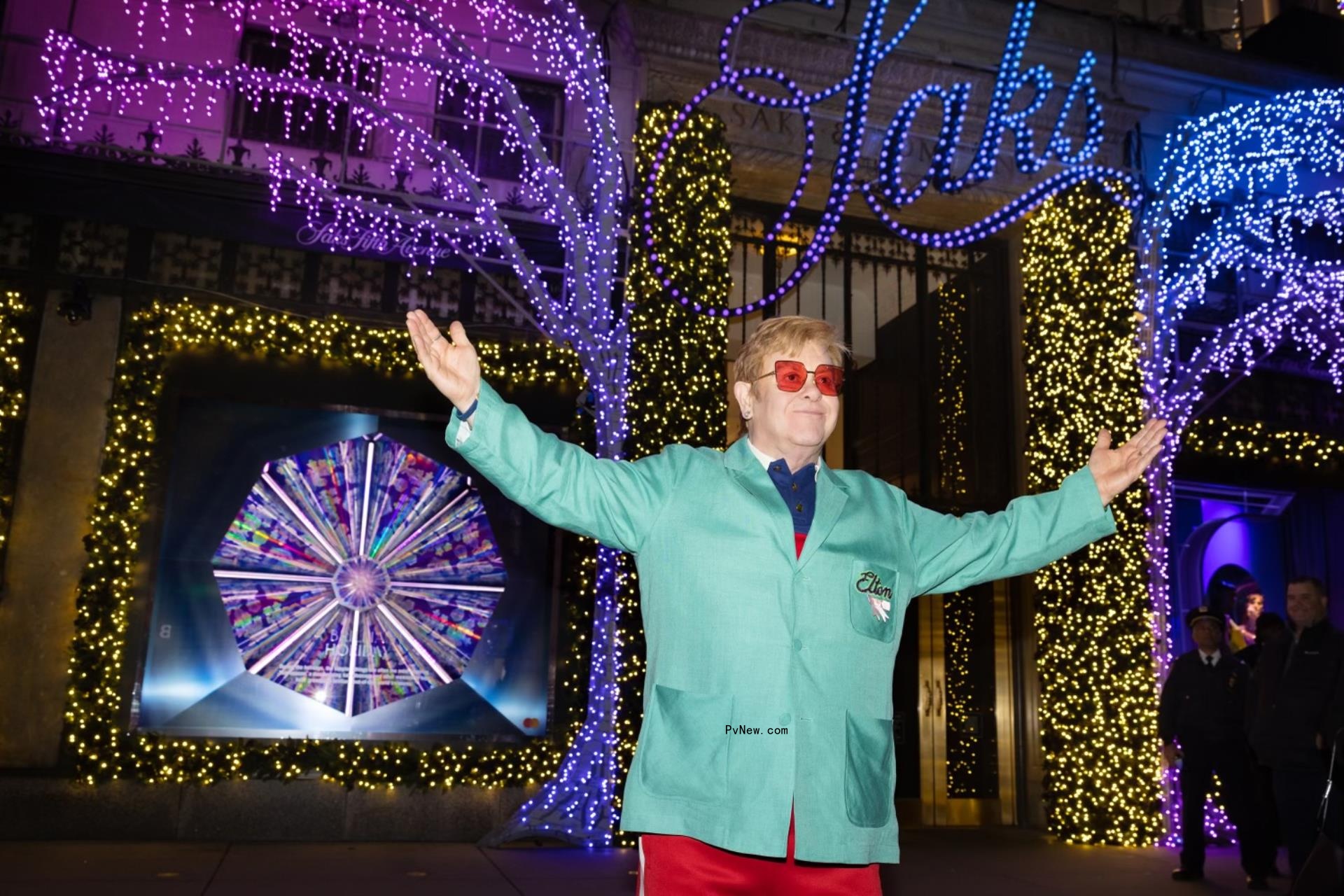 Elton John Gives Surprise Performance at Saks Holiday Window Unveiling