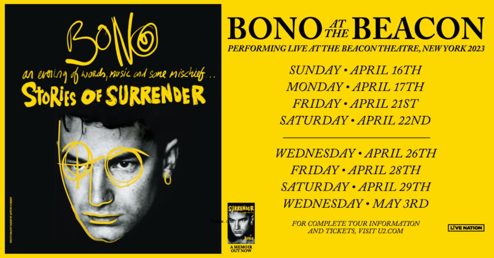 U2’s Bono Announces New Round of ‘Stories of Surrender’ Book Tour Dates