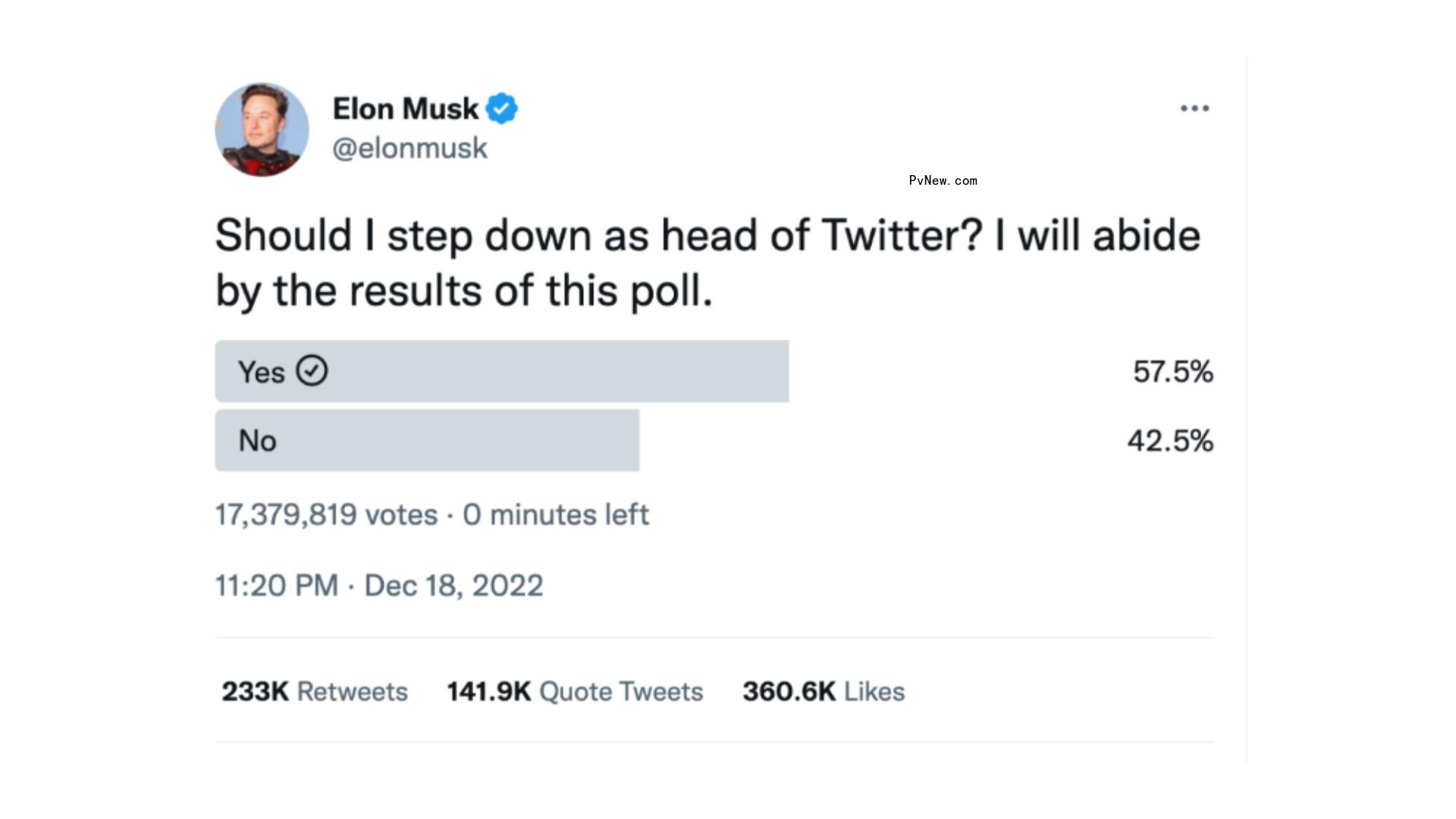 Elon Musk Asked Twitter If He Should Step Down as Head — The Majority of Users Said He Should