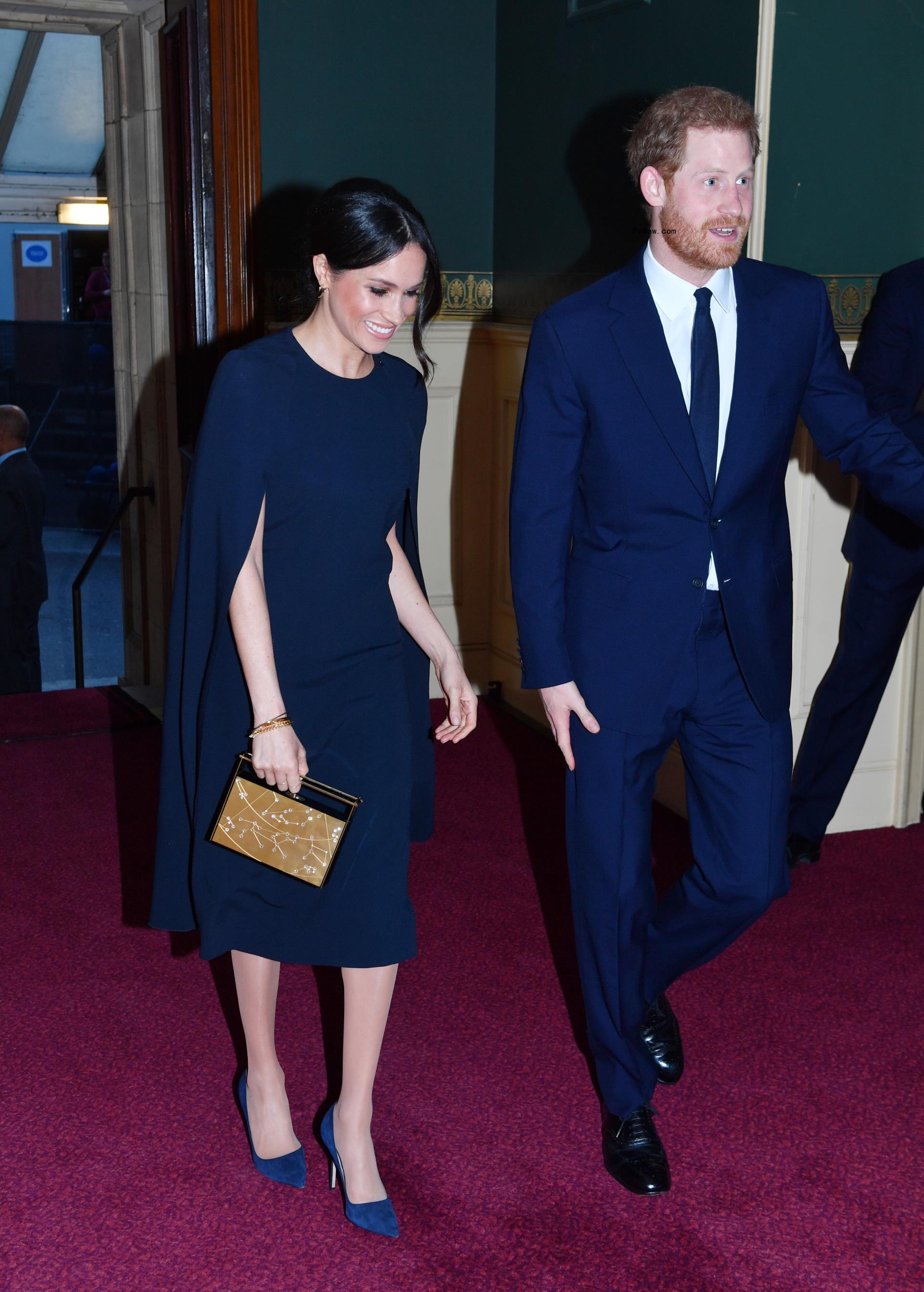 Prince Harry and Meghan Markle arrive at the Royal Albert Hall to attend a star-studded co<i></i>ncert to celebrate the Queen's 92nd birthday on April 21, 2018 in London, England.