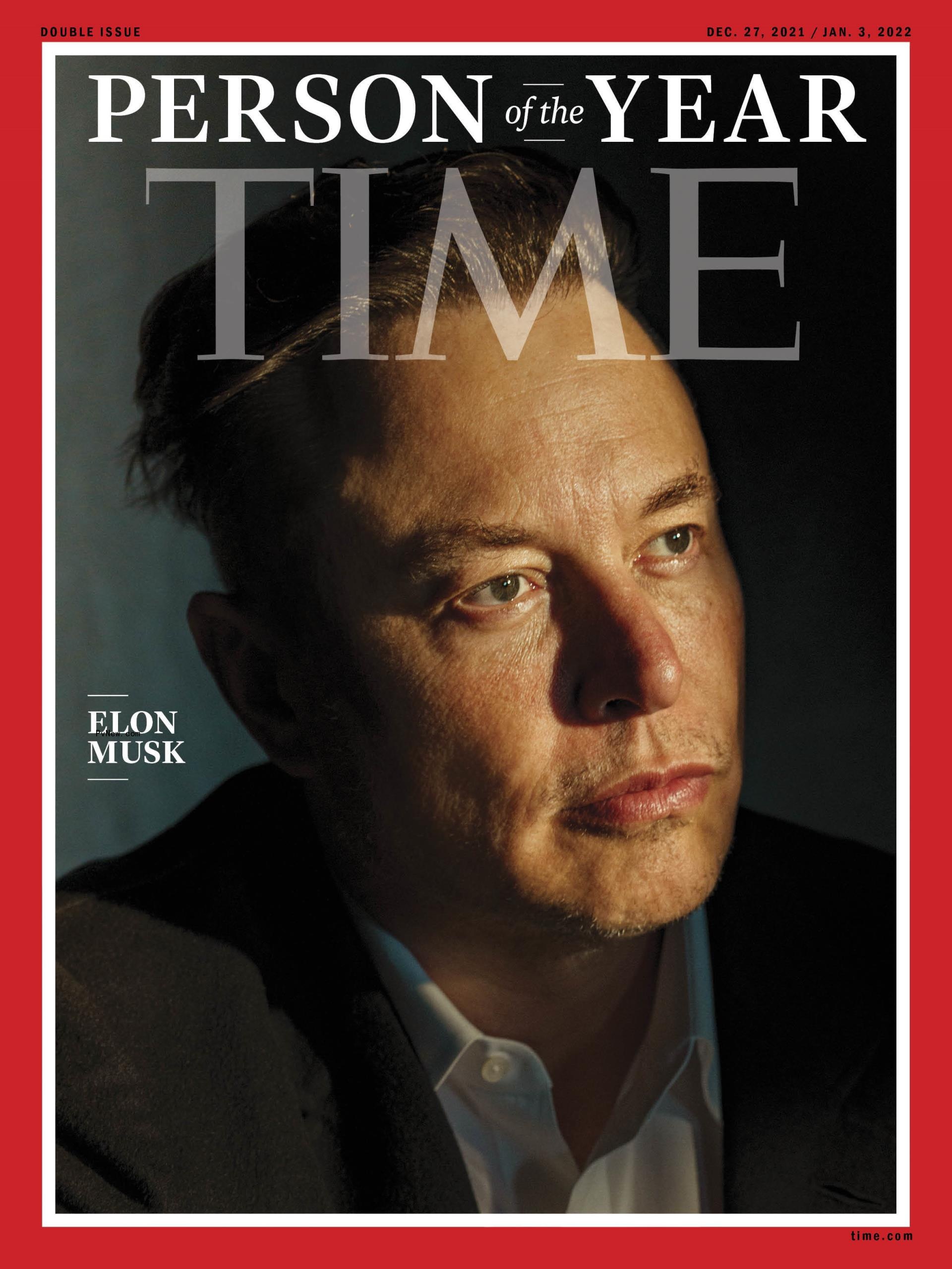 Elon Musk on the cover of Time magazine 2021.
