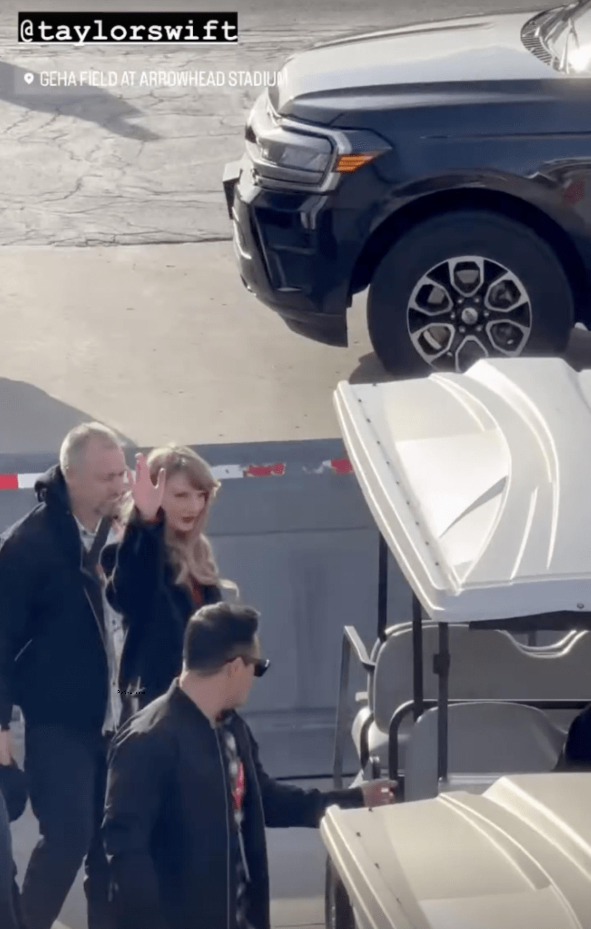 Taylor Swift arriving at Arrowhead Stadium