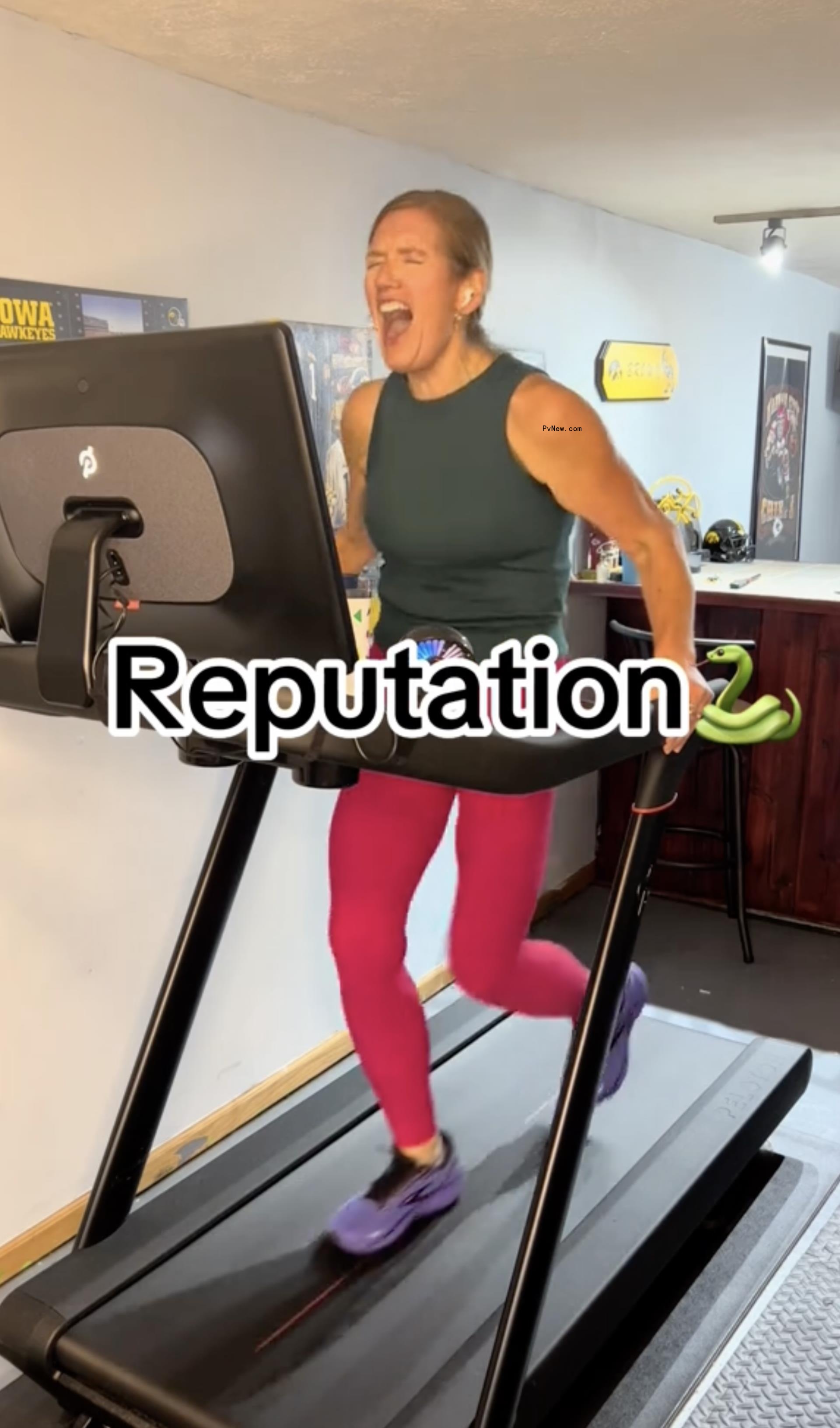 Woman running on treadmill. 