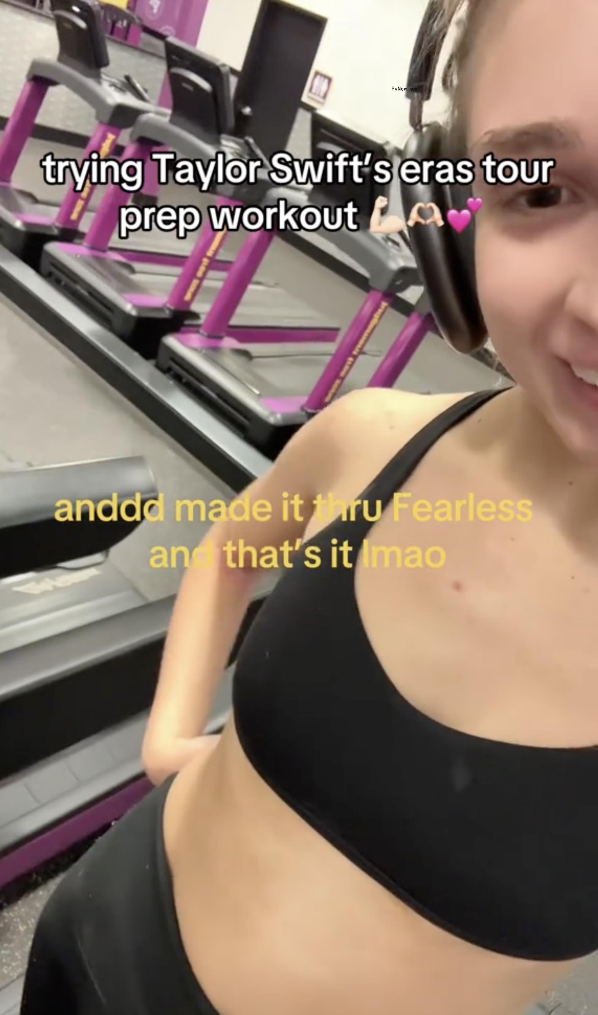 Woman on treadmill.