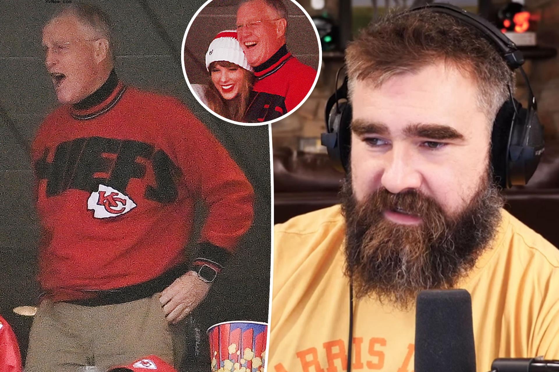 Jason Kelce calls out Taylor Swift’s dad for wearing Chiefs sweater despite being Eagles fan: ‘Wrong team’