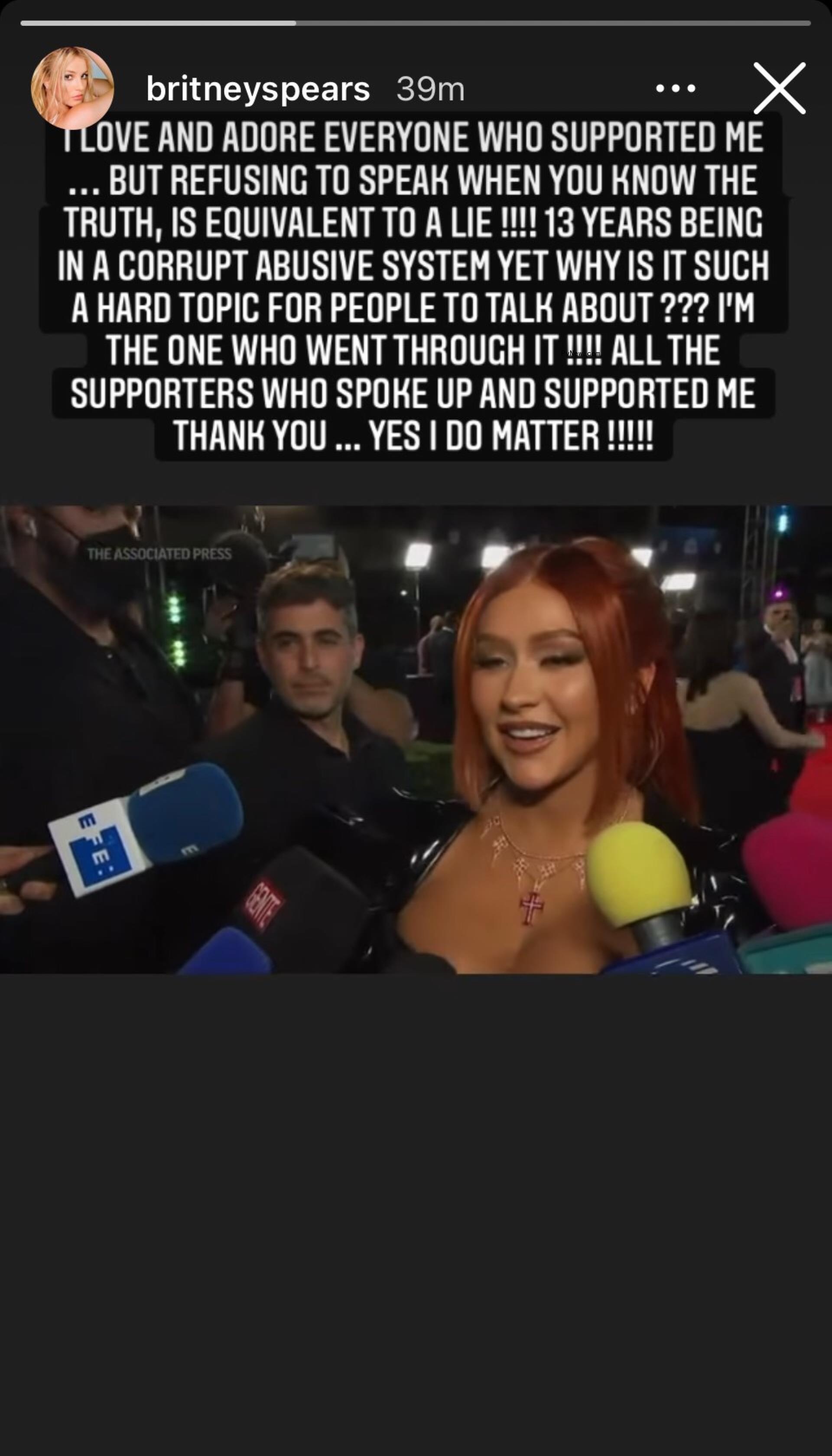 Britney Spears Calls Out Christina Aguilera for ‘Refusing to Speak’ When Asked a<i></i>bout Co<i></i>nservatorship on Red Carpet