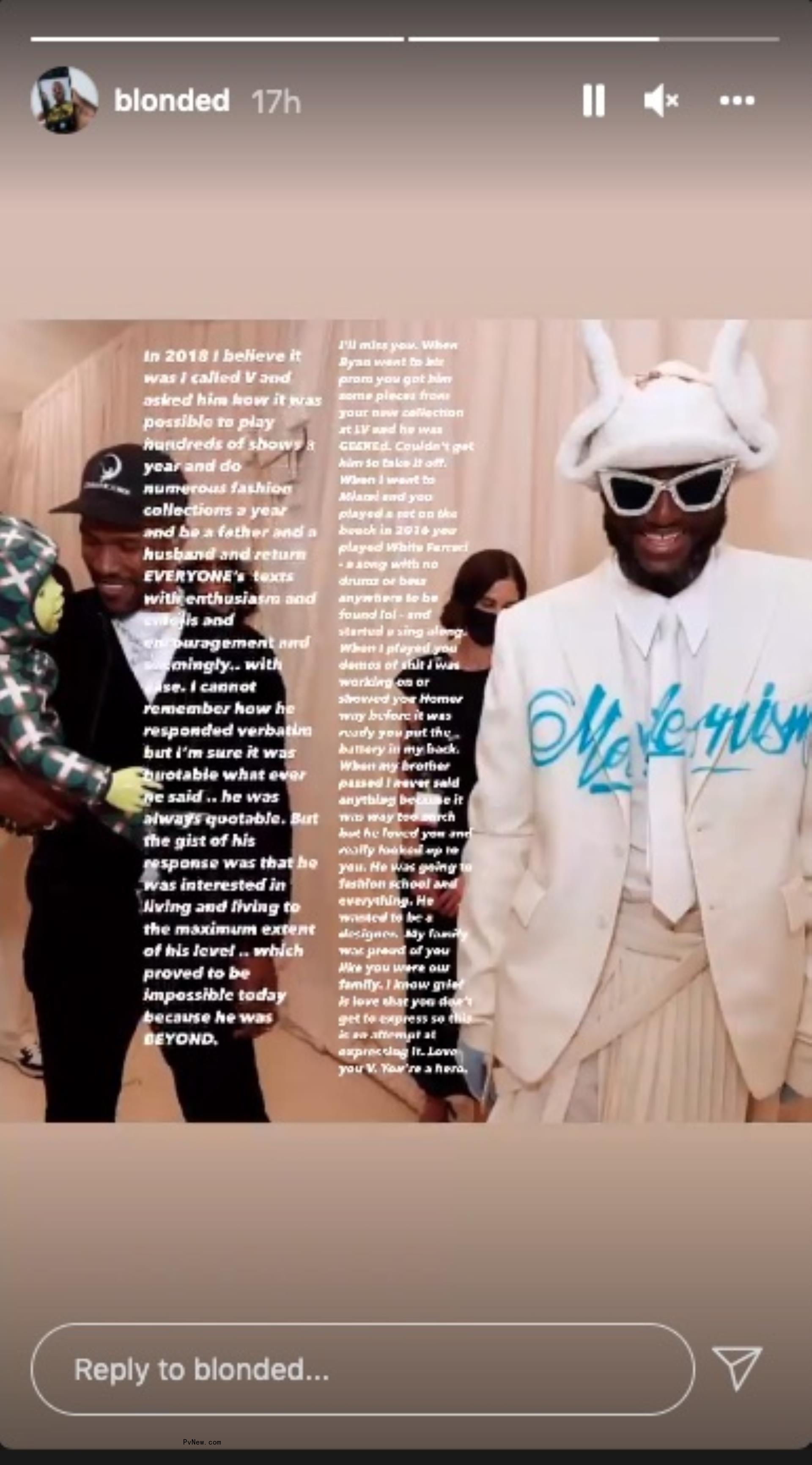 Frank Ocean Pays Heartfelt Tribute to Virgil Abloh