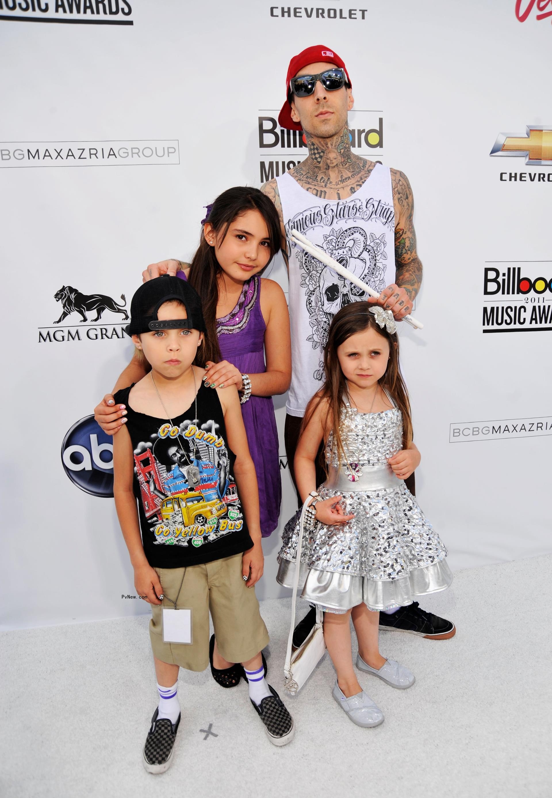 Travis Barker, Atiana De La Hoya, Landon Barker and Alabama Barker