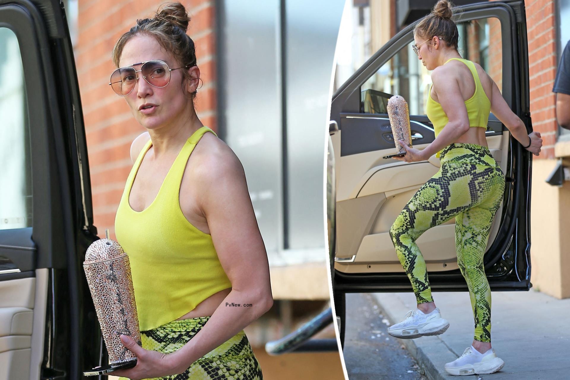 Jennifer Lopez gets loud in neon crop top and snakeskin leggings for dramatic gym visit