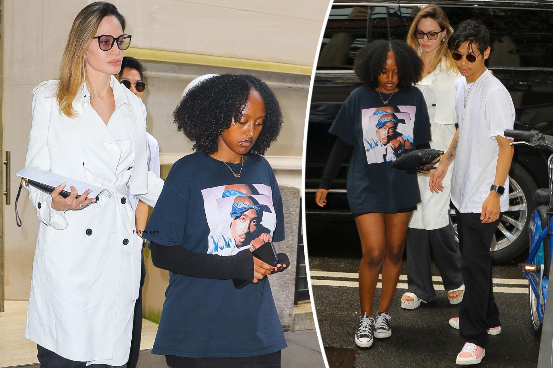 Angelina Jolie seen apartment hunting in NYC with kids Pax and Zahara