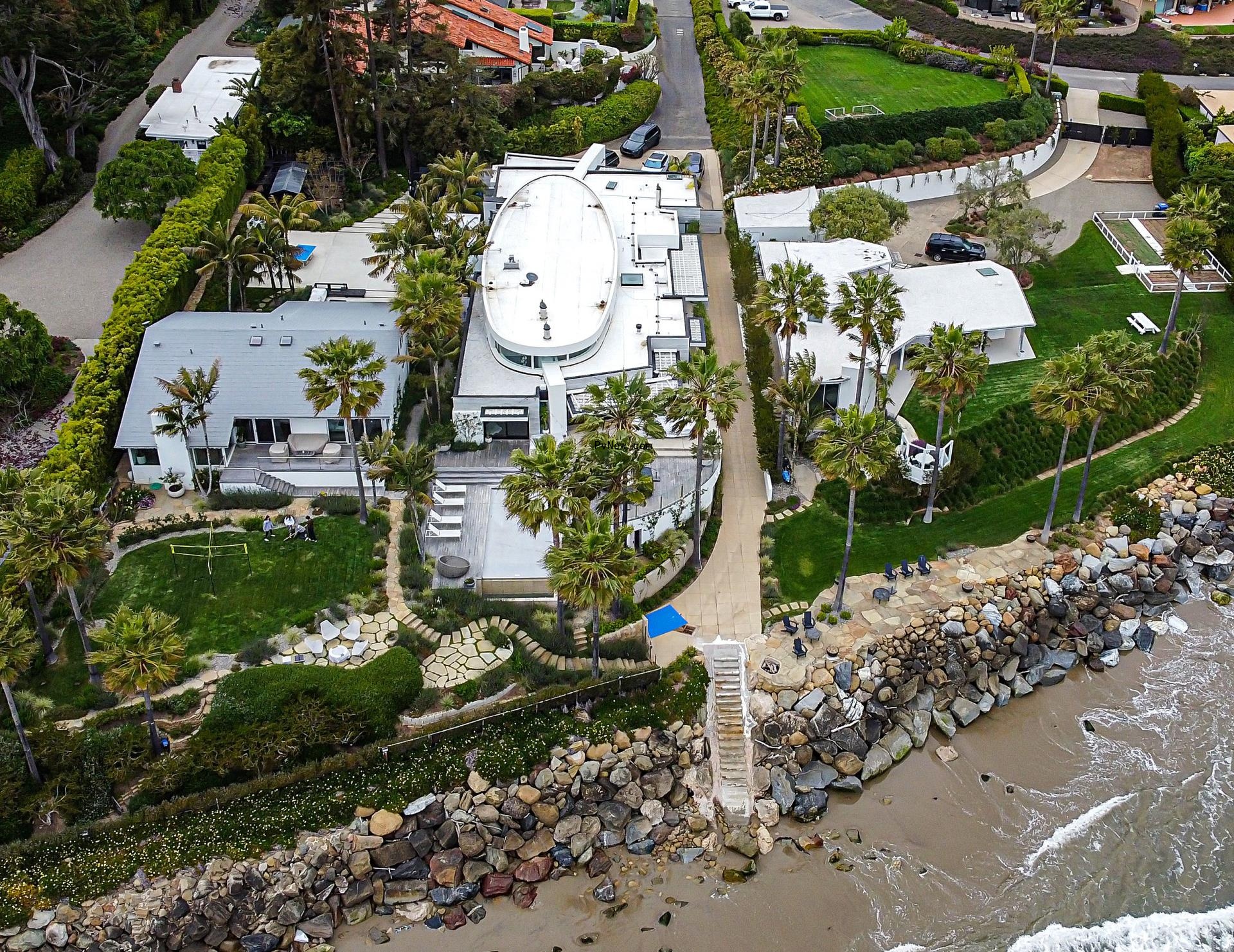An aerial shot of Kevin Costner's home in California.