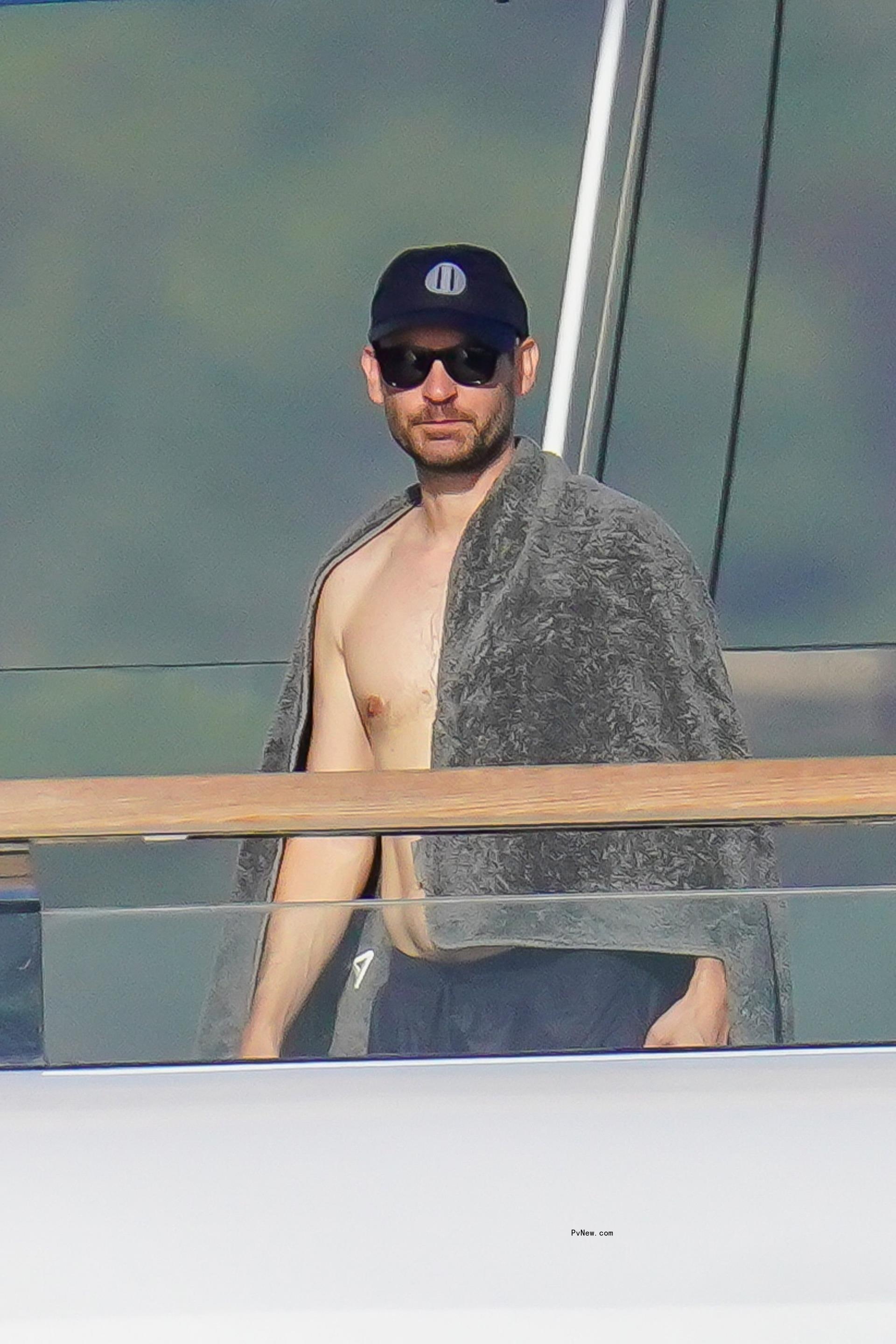 Tobey Maguire on a yacht in St. Tropez.