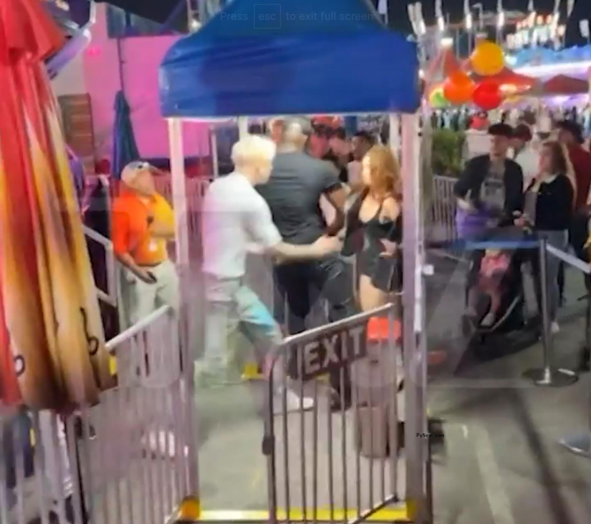 Video grabs of MGK fight at the OC Fair.