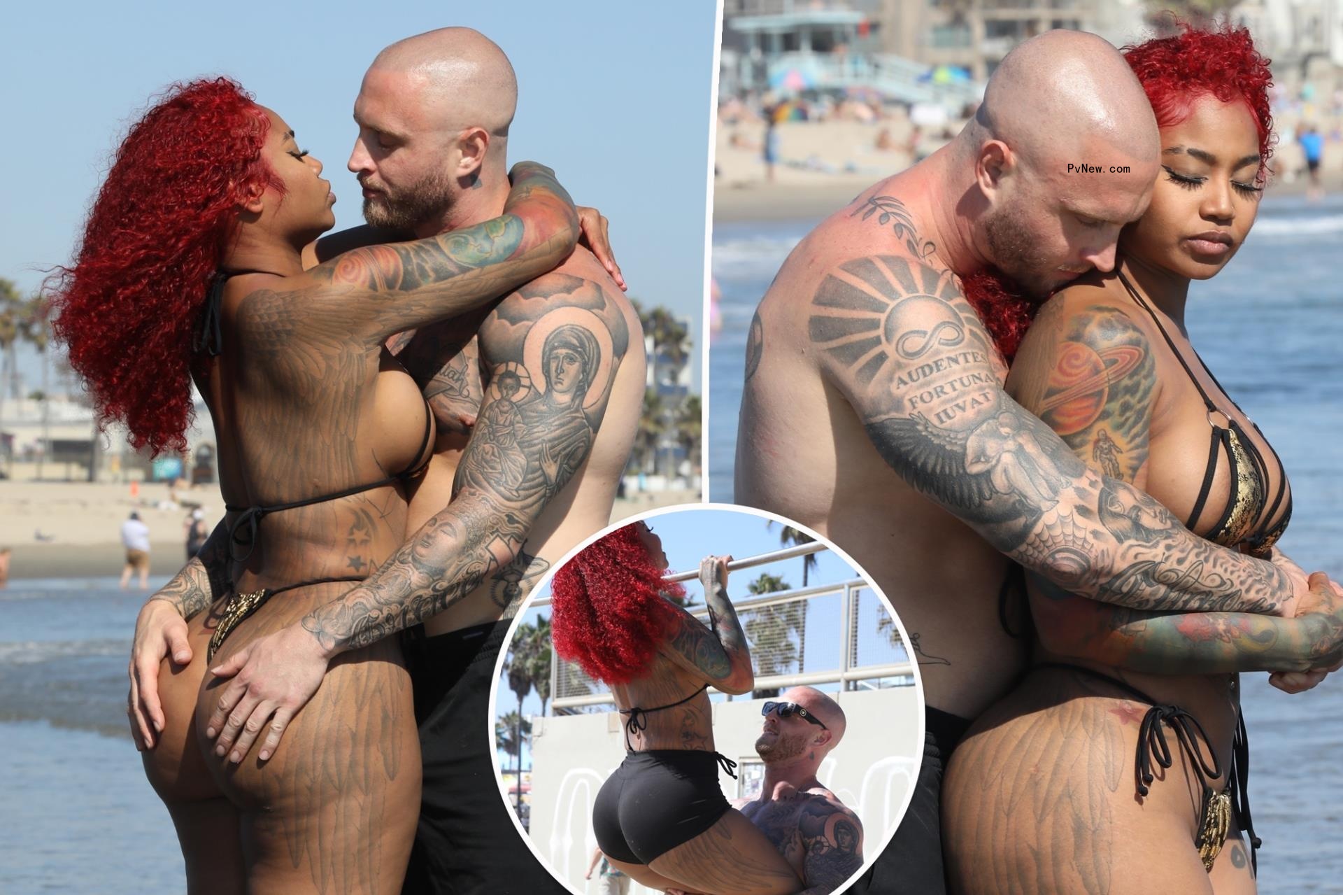 Chet Hanks can’t keep his hands off girlfriend Melissa Maysing in racy Venice Beach photo shoot
