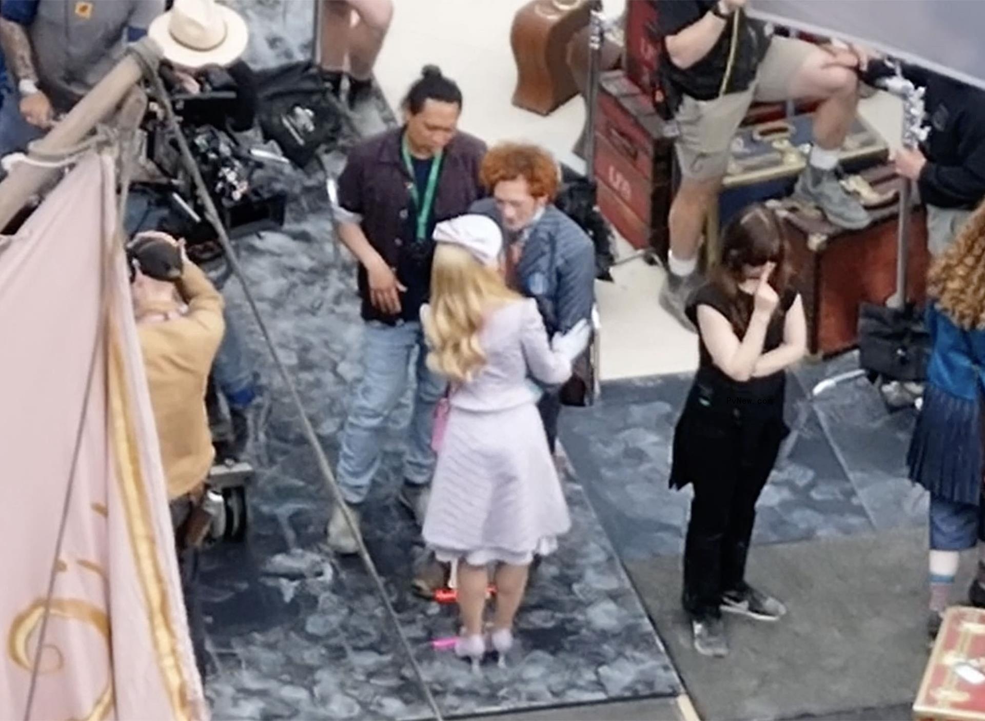 Ariana Grande and Ethan Slater acting on
