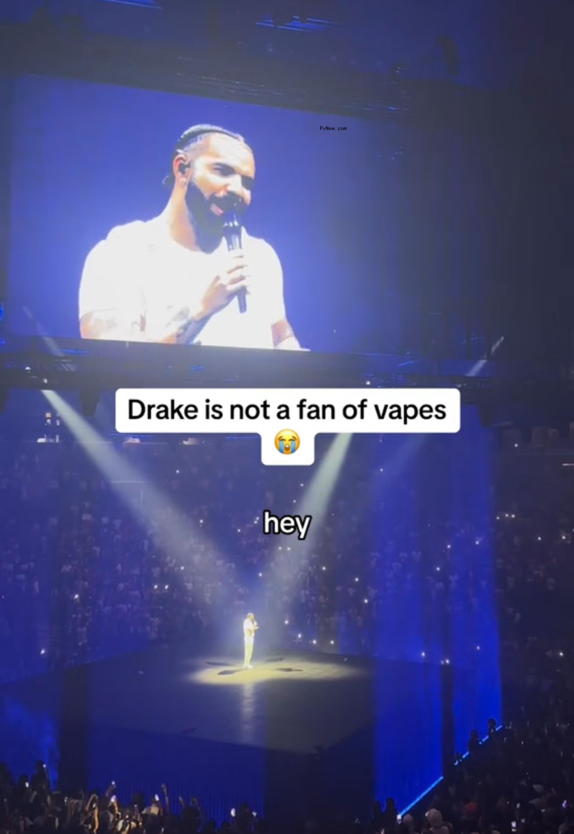 A screenshot of a TikTok video of Drake performing.