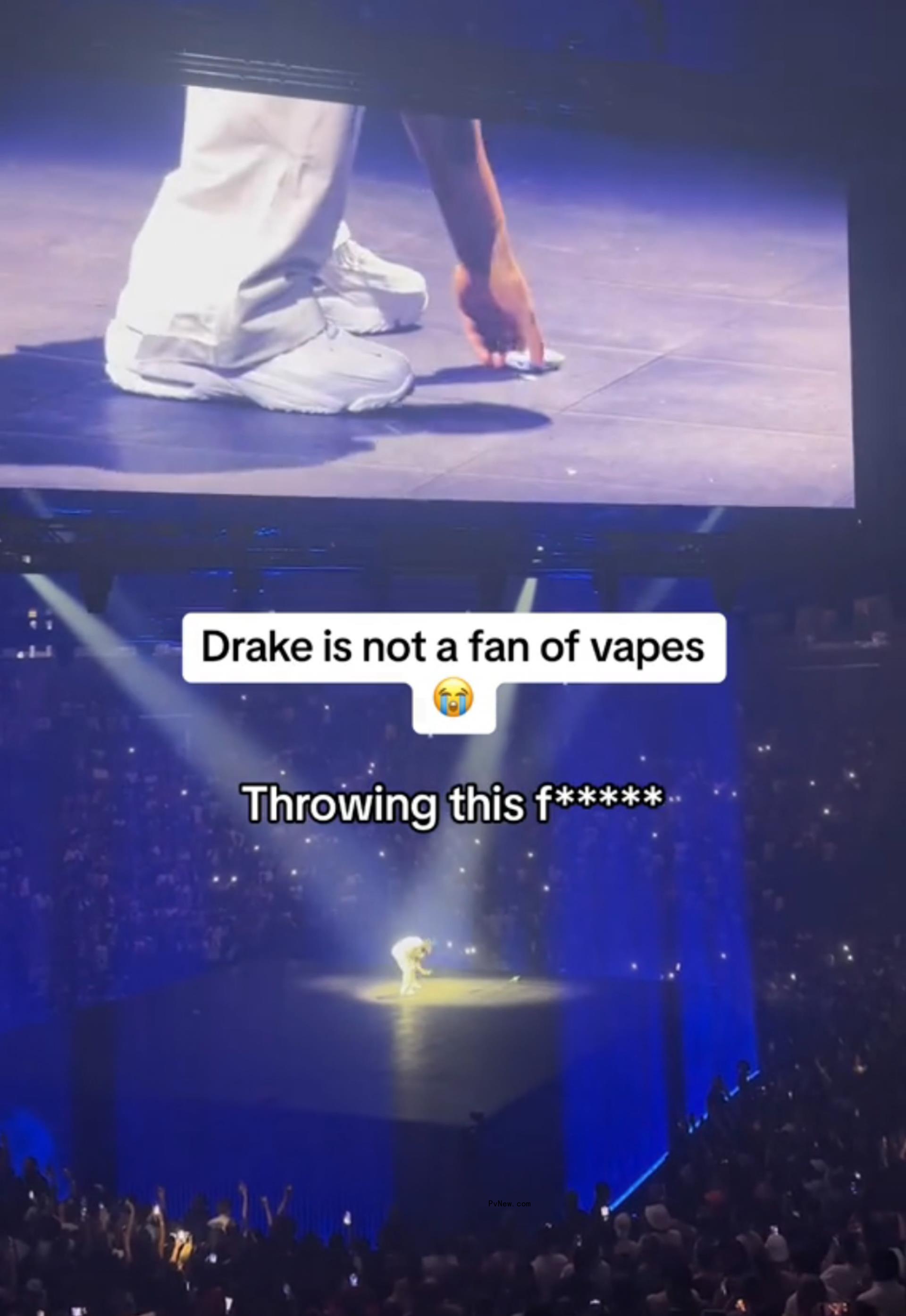 A screenshot of a TikTok video of Drake performing.