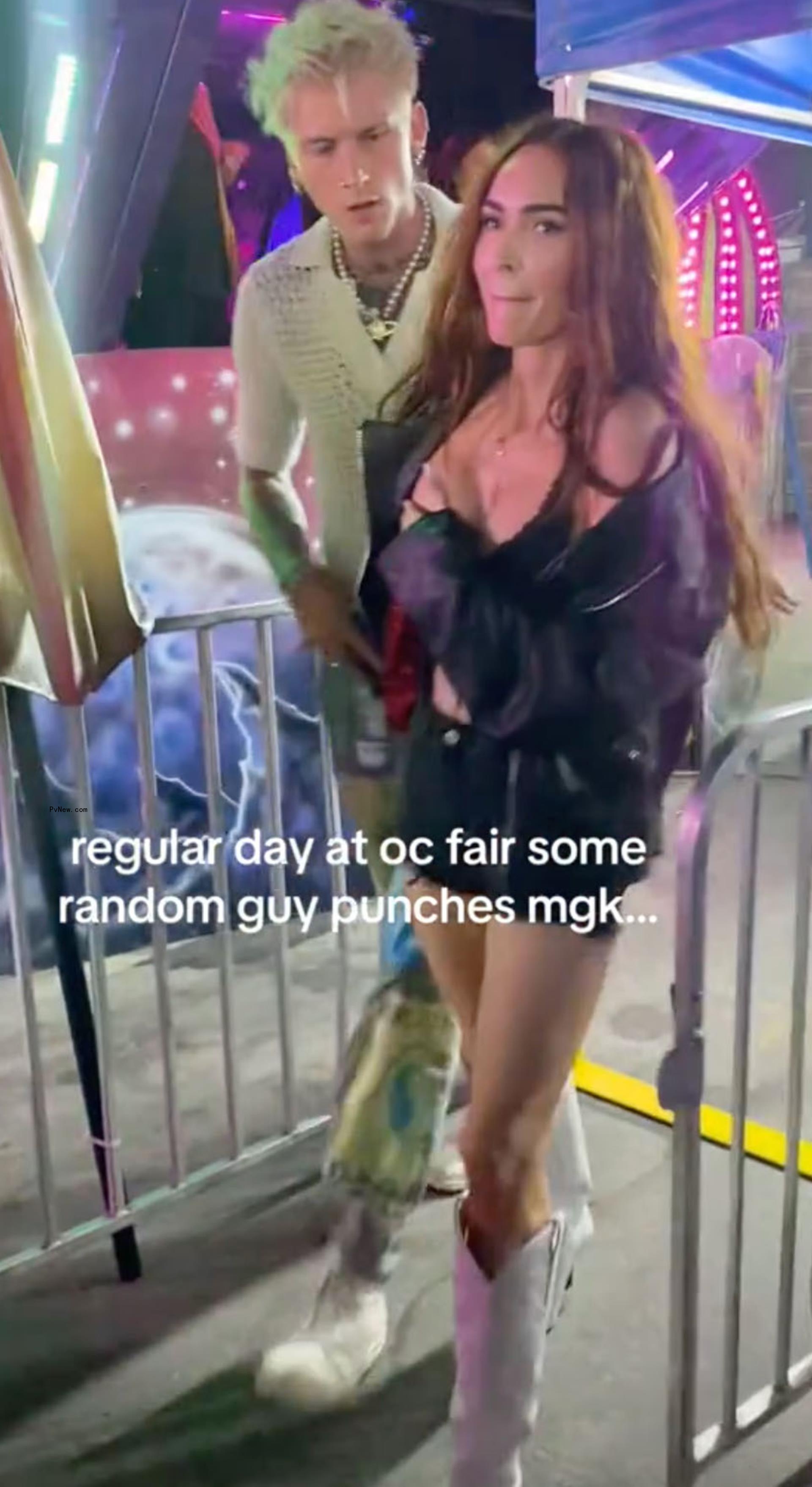 Machine Gun Kelly and Megan Fox leaving a ride