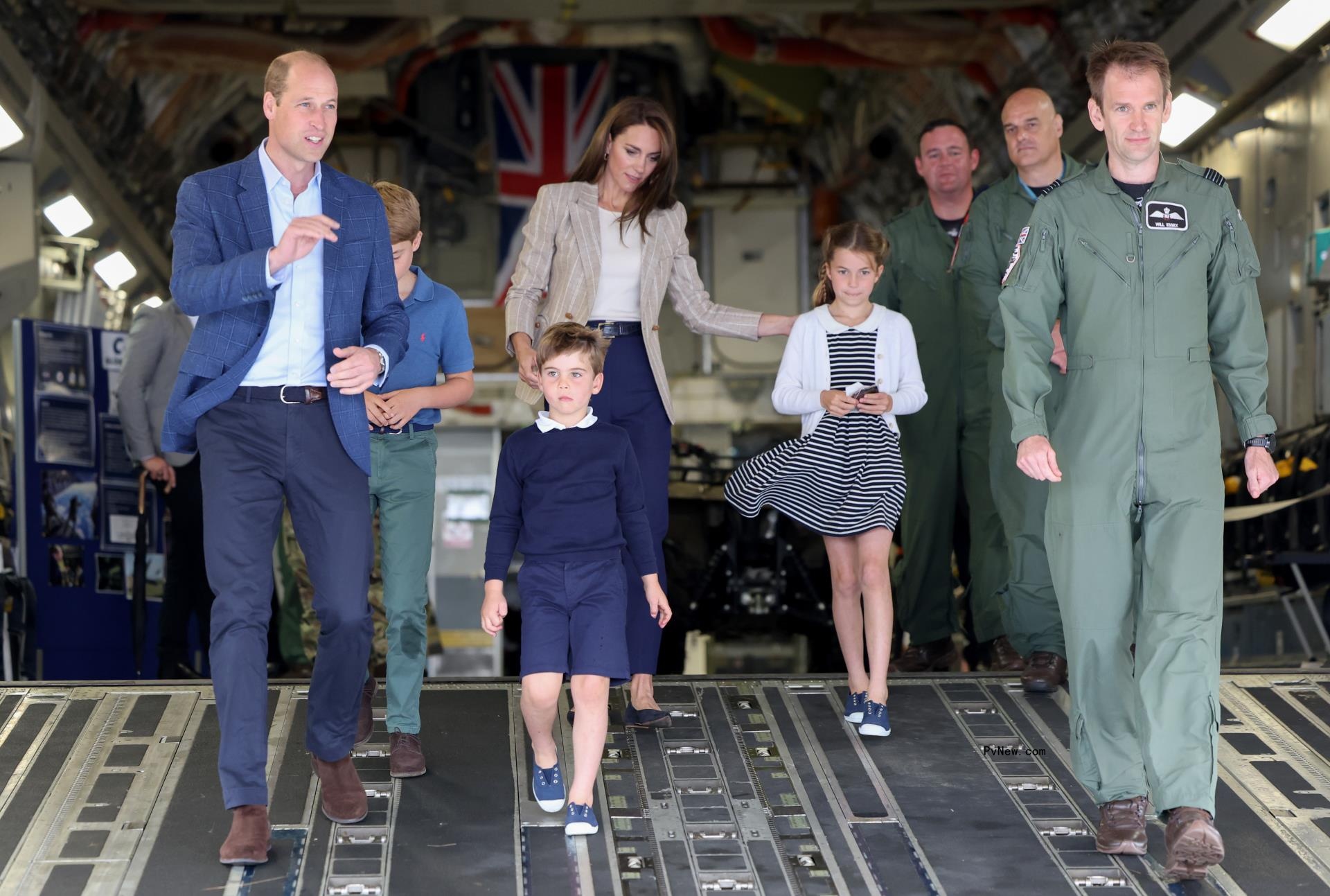 Prince William, Kate Middleton, Princess Charlotte, Prince Louis during their visit to the Air Tattoo at RAF Fairford in July 2023.