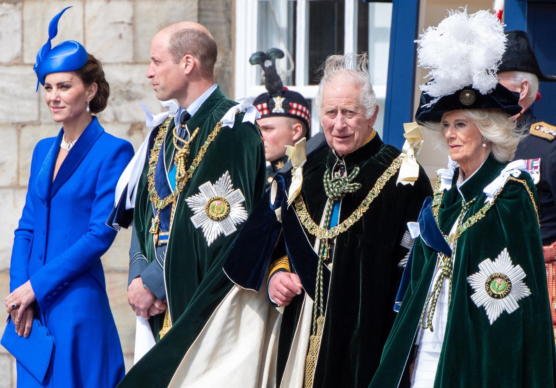 King Charles III, Queen Camilla, Prince William, and Catherine, Princess of Wales at RAF show in July 2023.