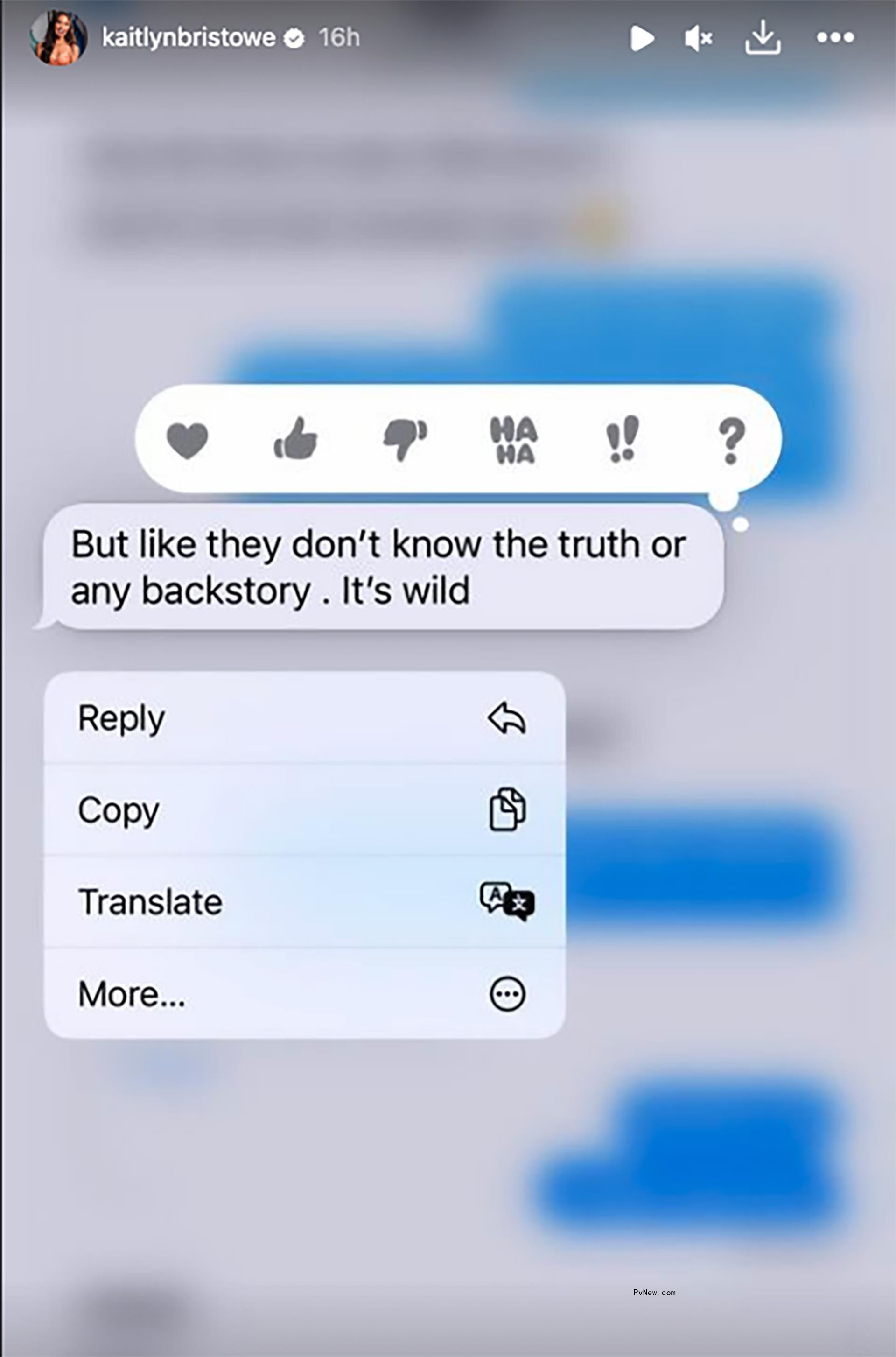 Kaitlyn Bristowe's Instagram Story of a text message