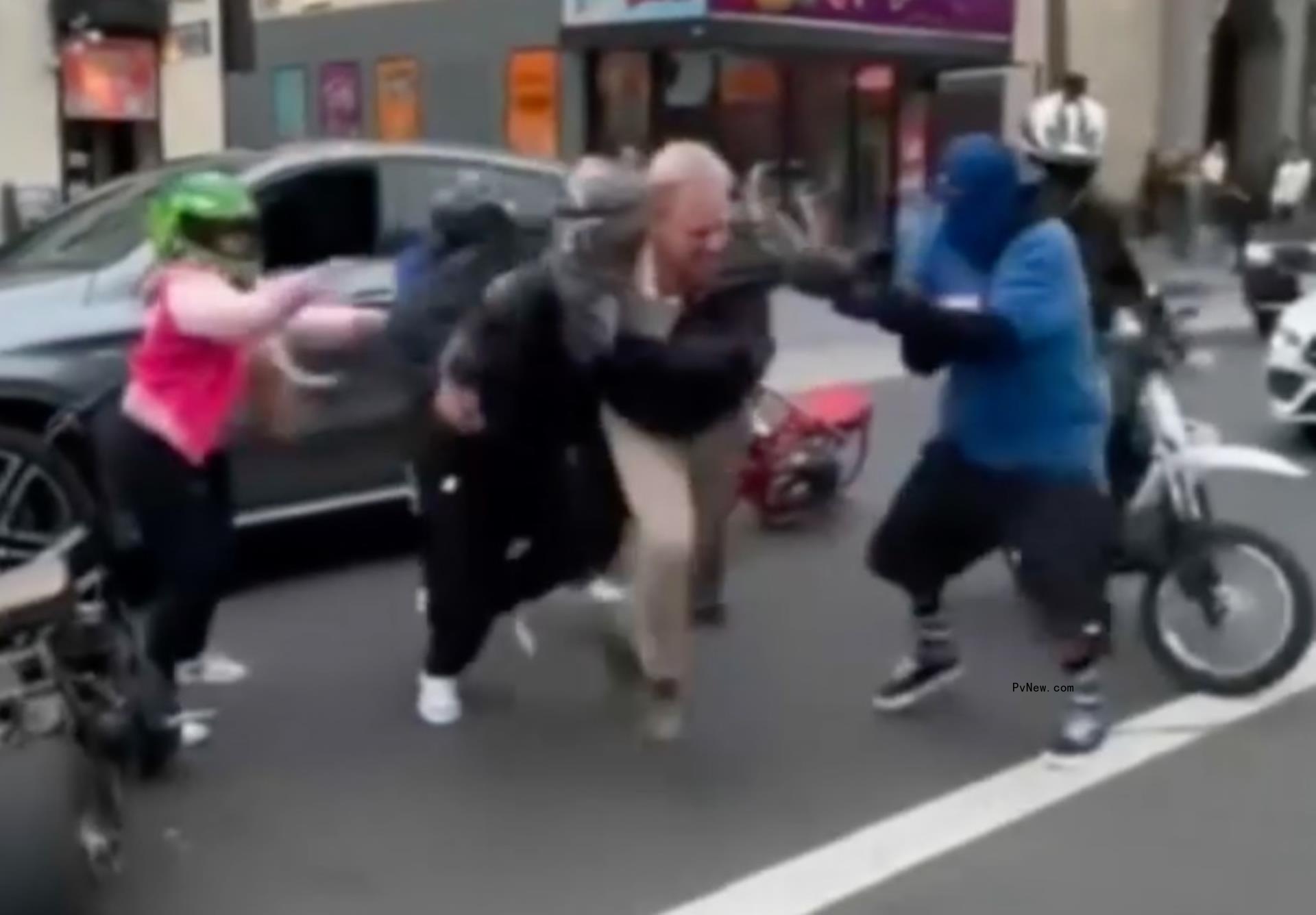 ian ziering being attacked by a gang