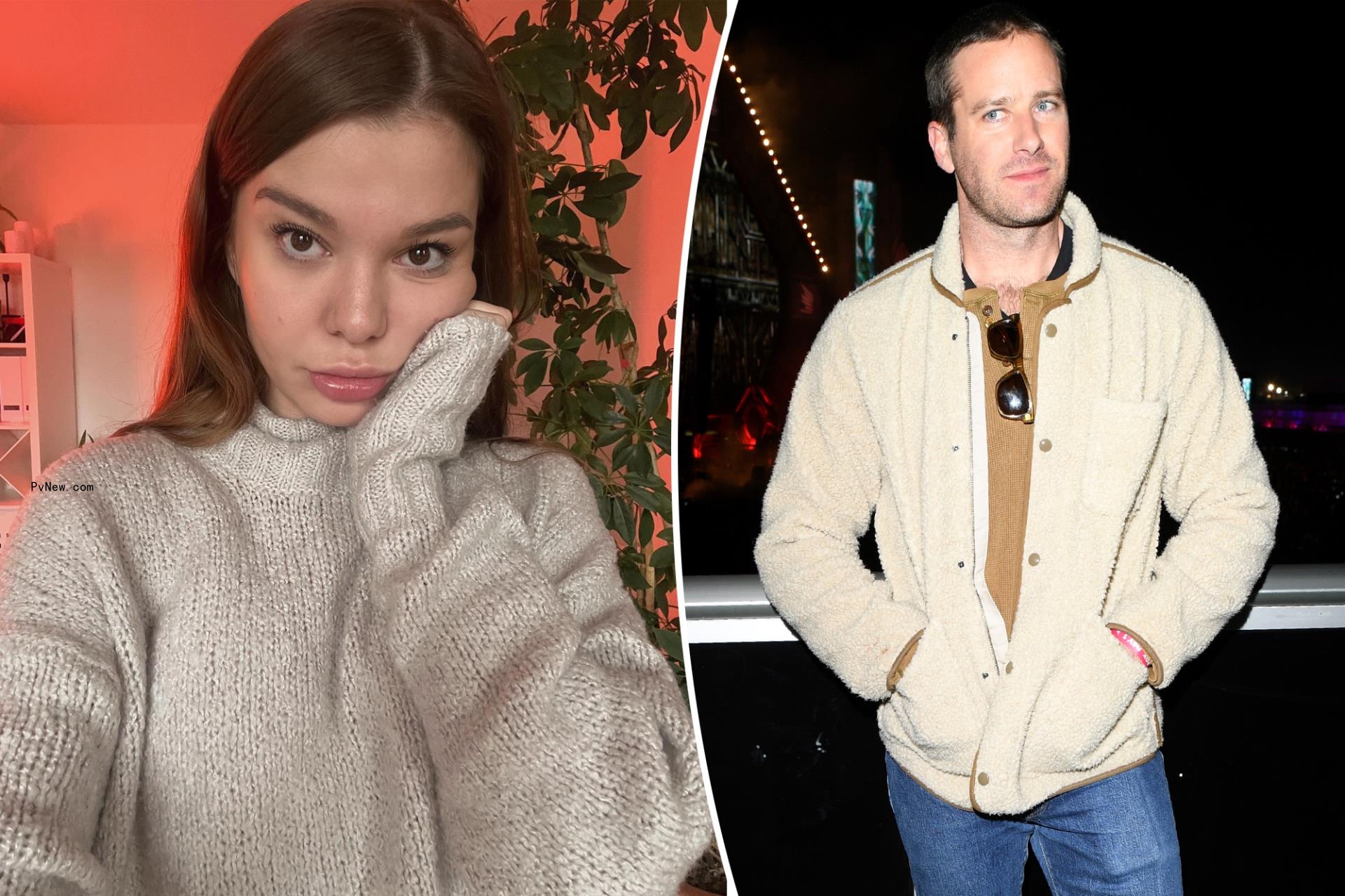 split photo of marina gris and armie hammer