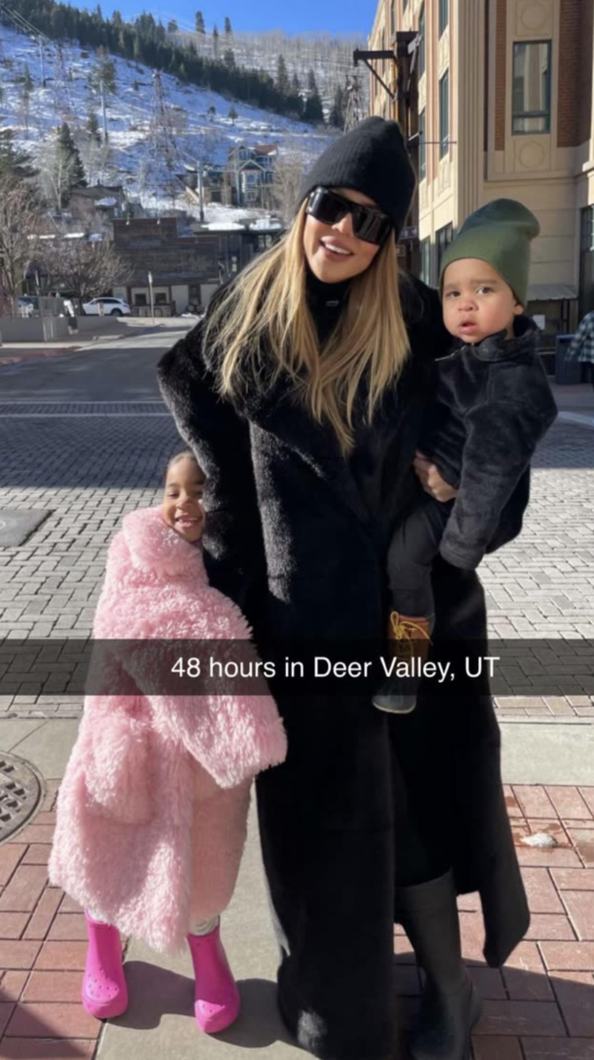 Khloé Kardashian with her daughter, True, and son, Tatum