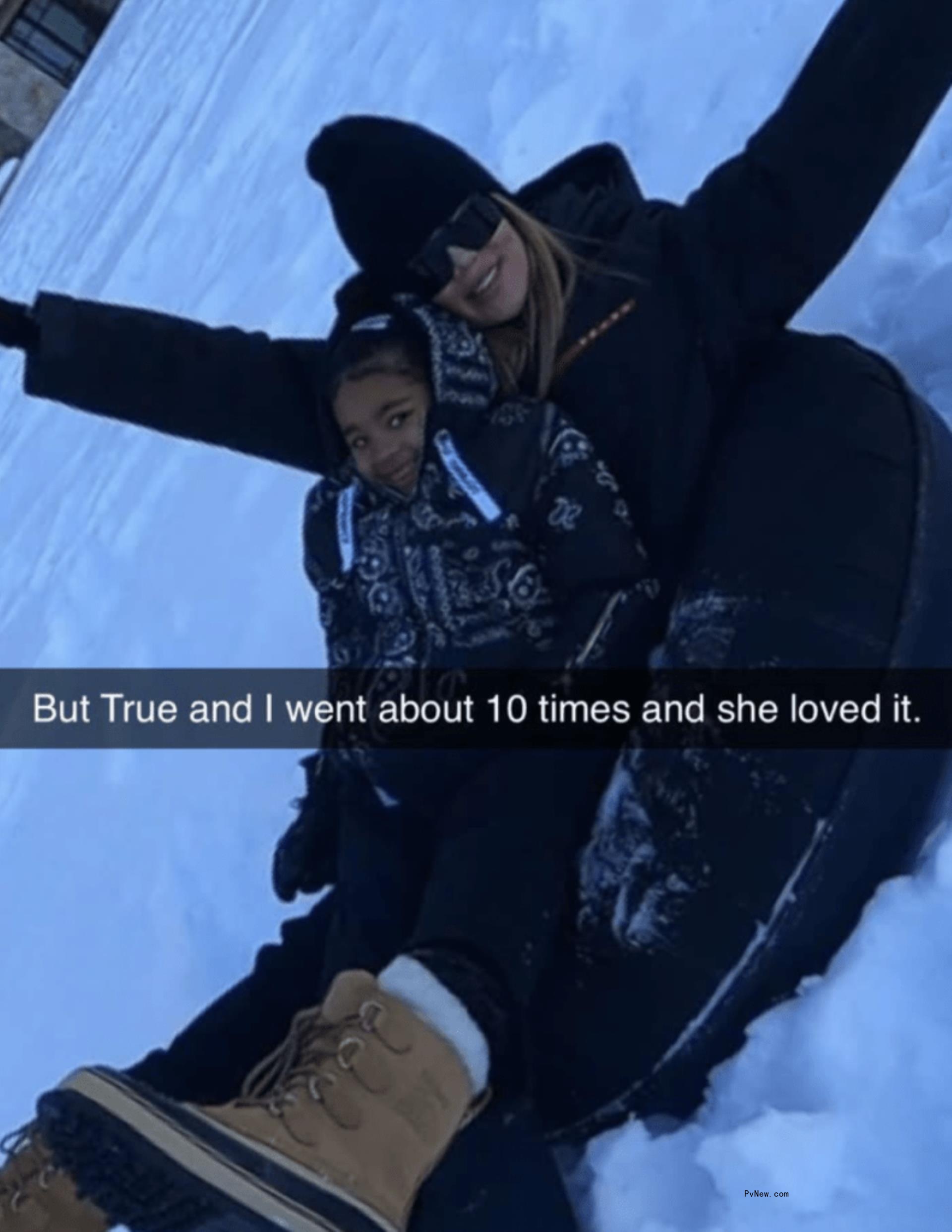 Khloé Kardashian with her daughter, True, and son, Tatum