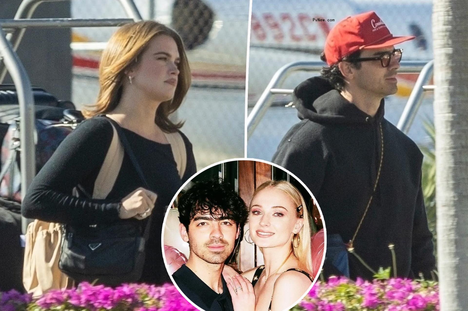 Joe Jo<i></i>nas arrives at Cabo airport with model Stormi Bree amid Sophie Turner divorce