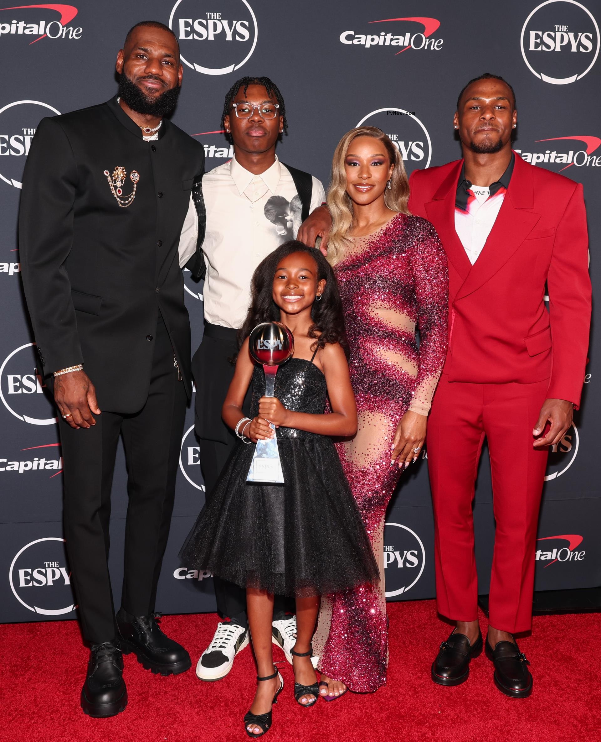 LeBron James, Savnnah James, Bronny, Bryce and Zhuri at 2023 ESPYS