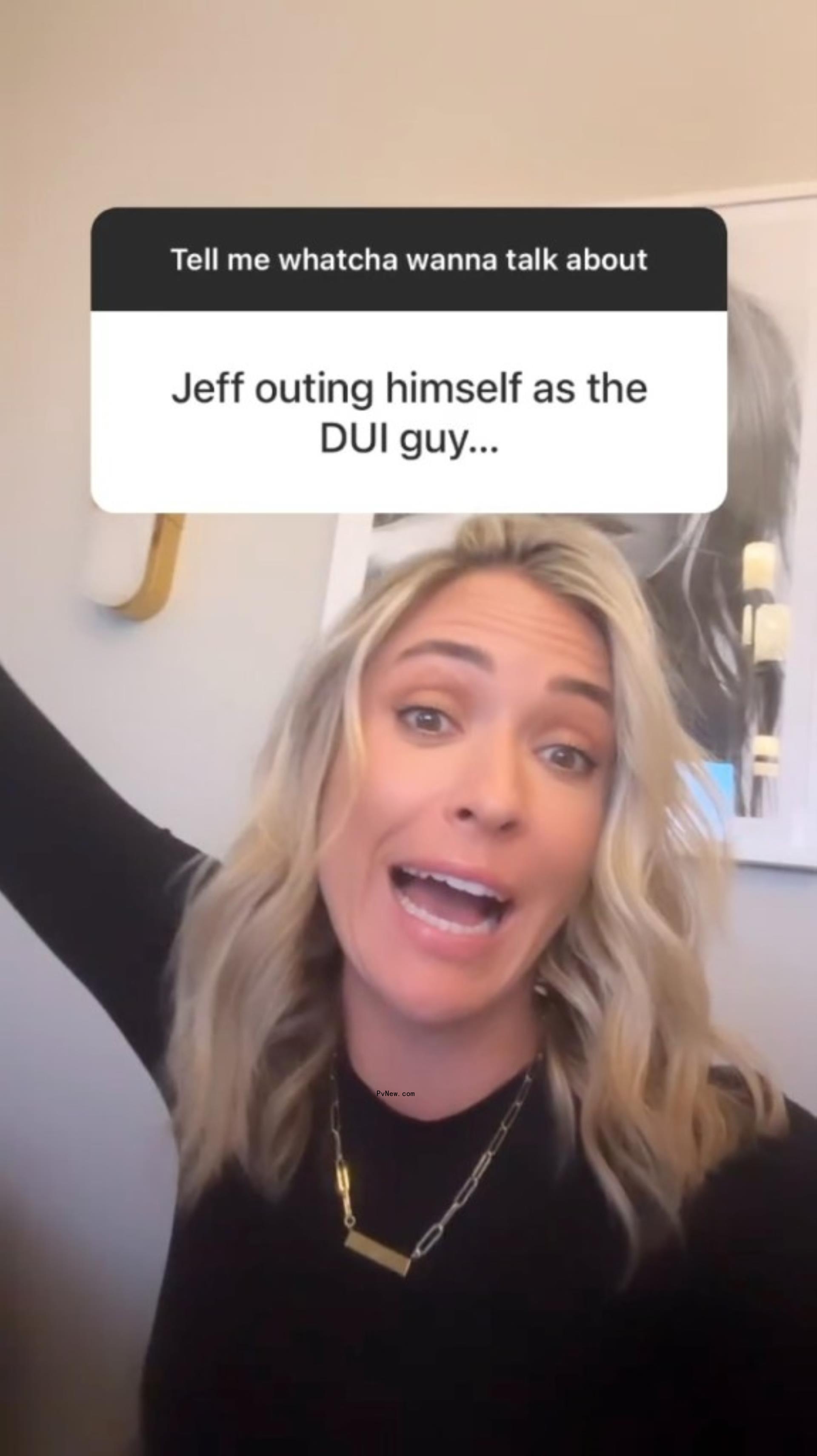 kristin cavallari face with her mouth opened and a text box above asking her to speak on jeff dye