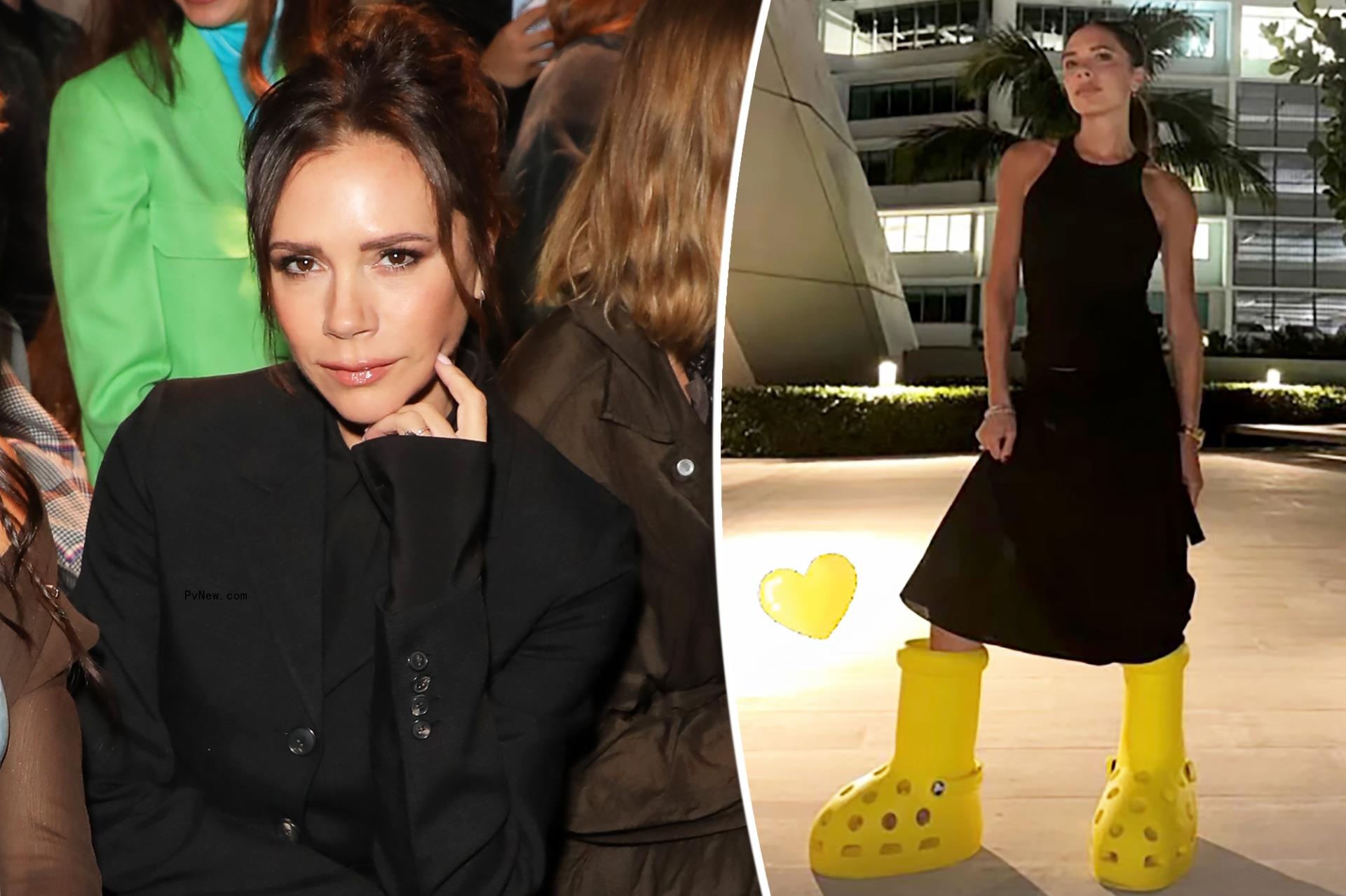 Victoria Beckham, who o<i></i>nce said she’d ‘rather die’ than wear Crocs, models brand’s new boots