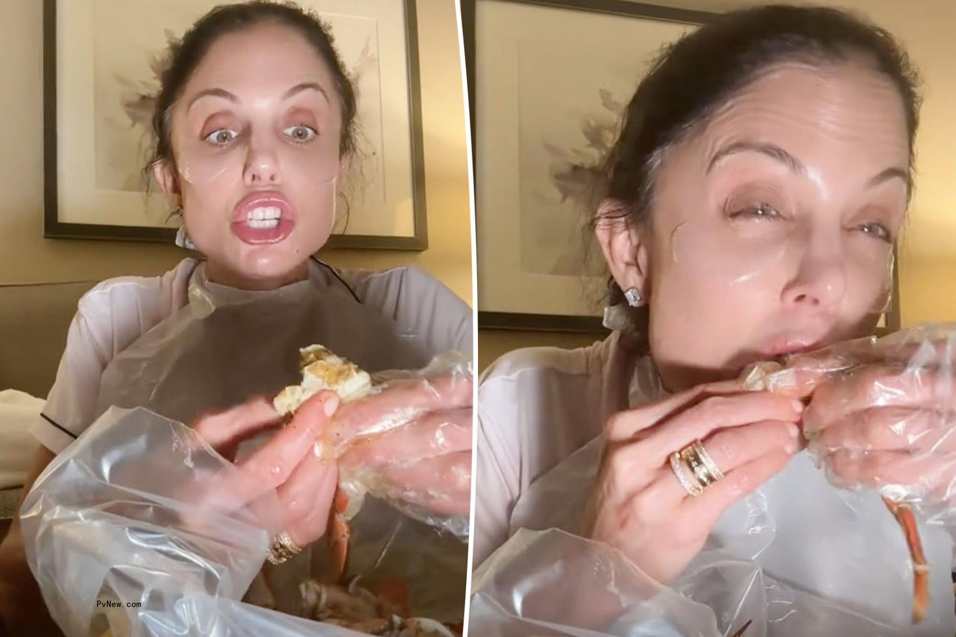 Bethenny Frankel posts ‘chaotic and terrifying’ video ‘scarfing down’ seafood in hotel room: ‘Why is she like this?’
