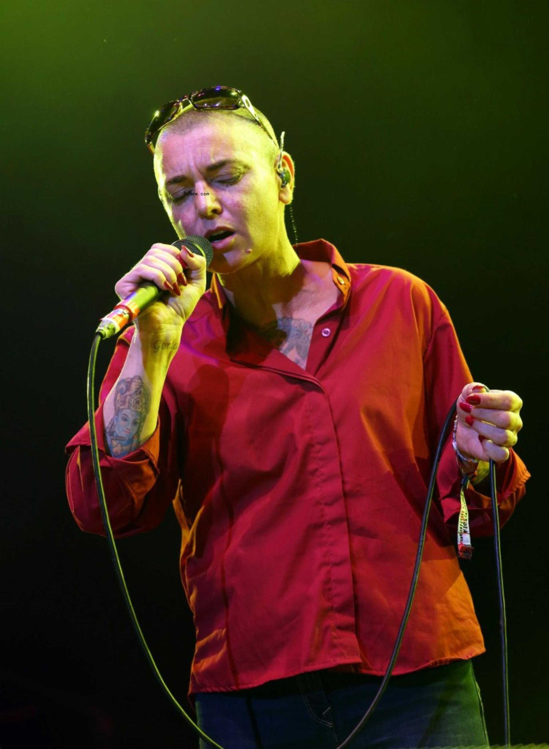 Sinéad O'Co<i></i>nnor on stage.