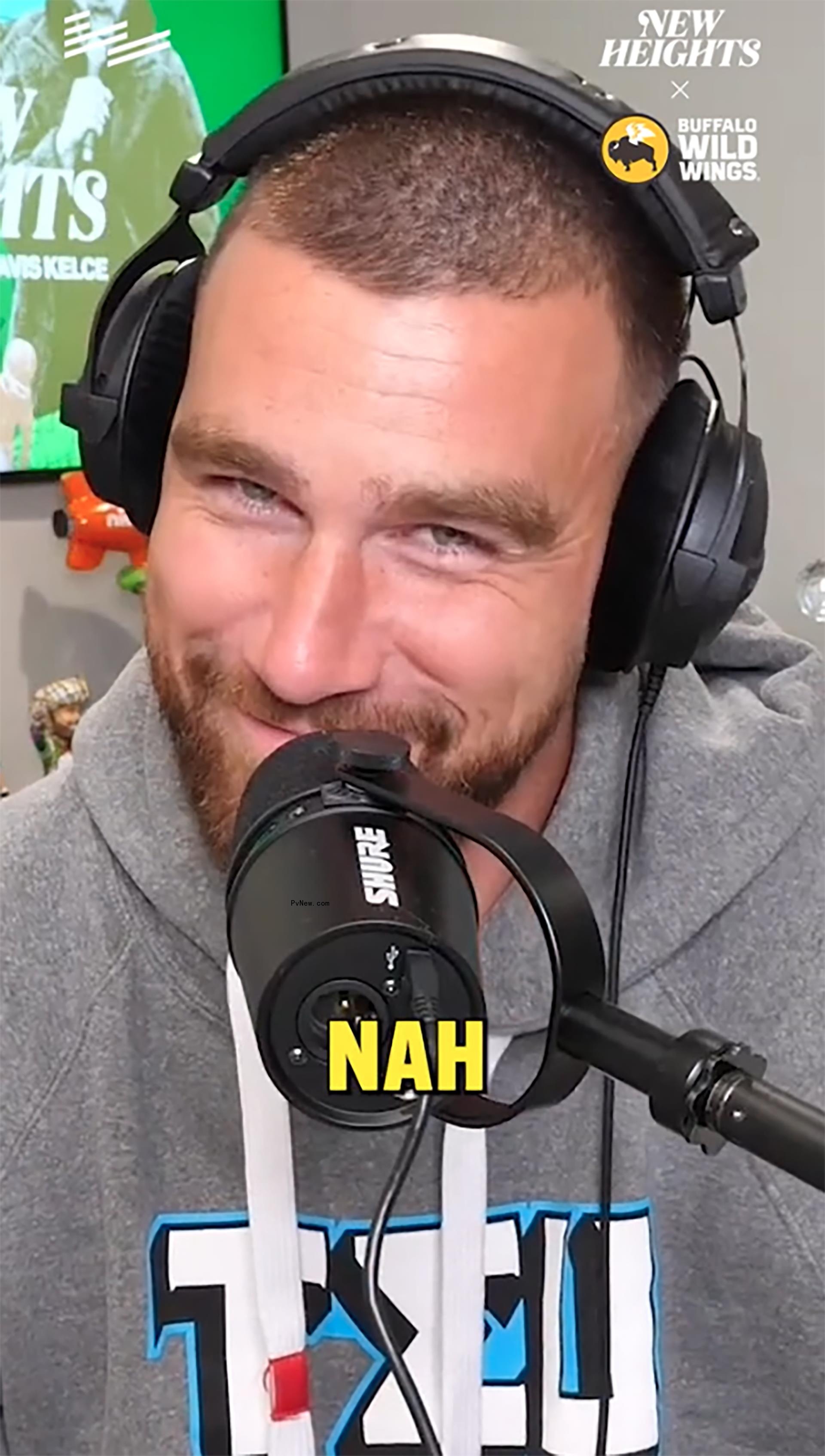 Travis Kelce talking on his podcast.