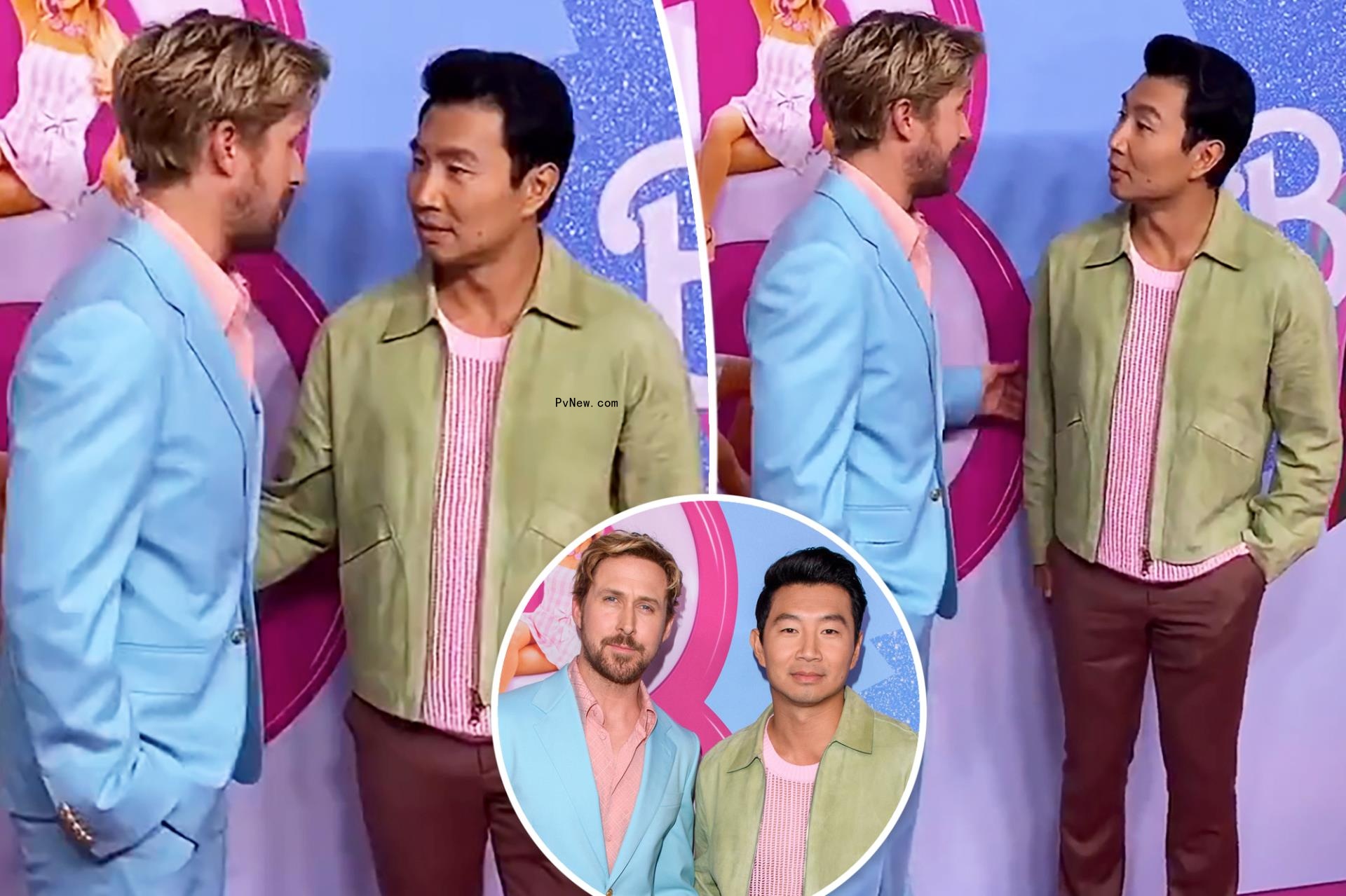 Ryan Gosling awkwardly brushes off Simu Liu on ‘Barbie’ red carpet