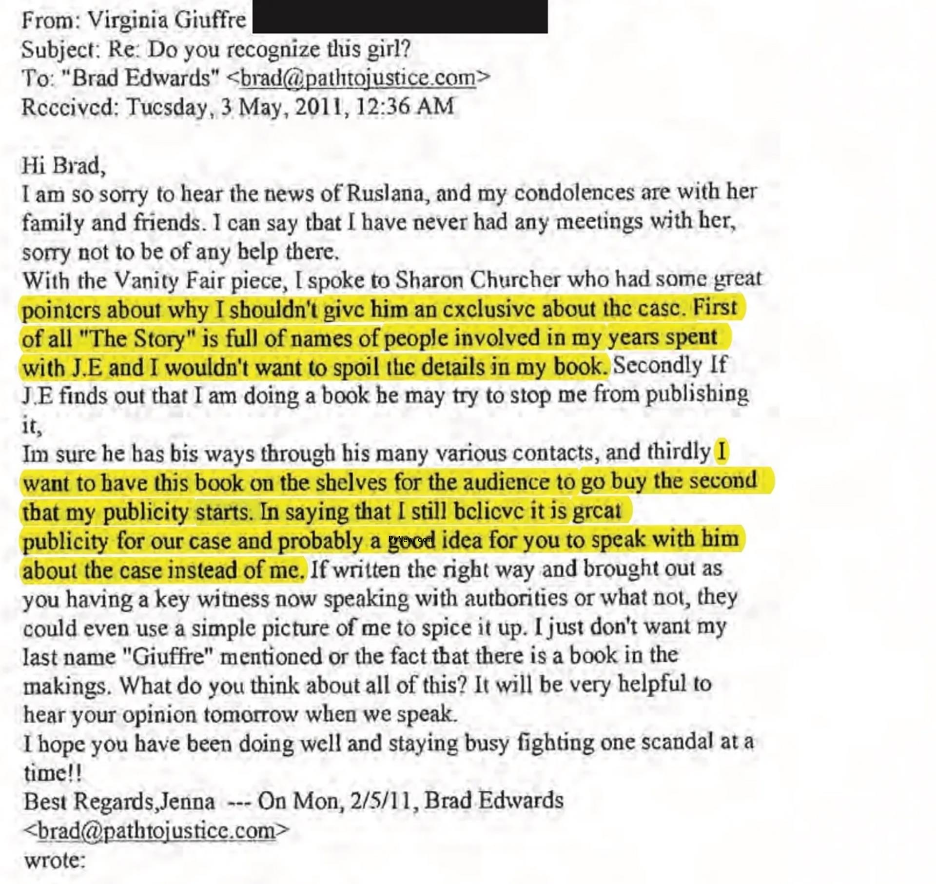 Brad Edwards' emails to Virginia Giuffre.