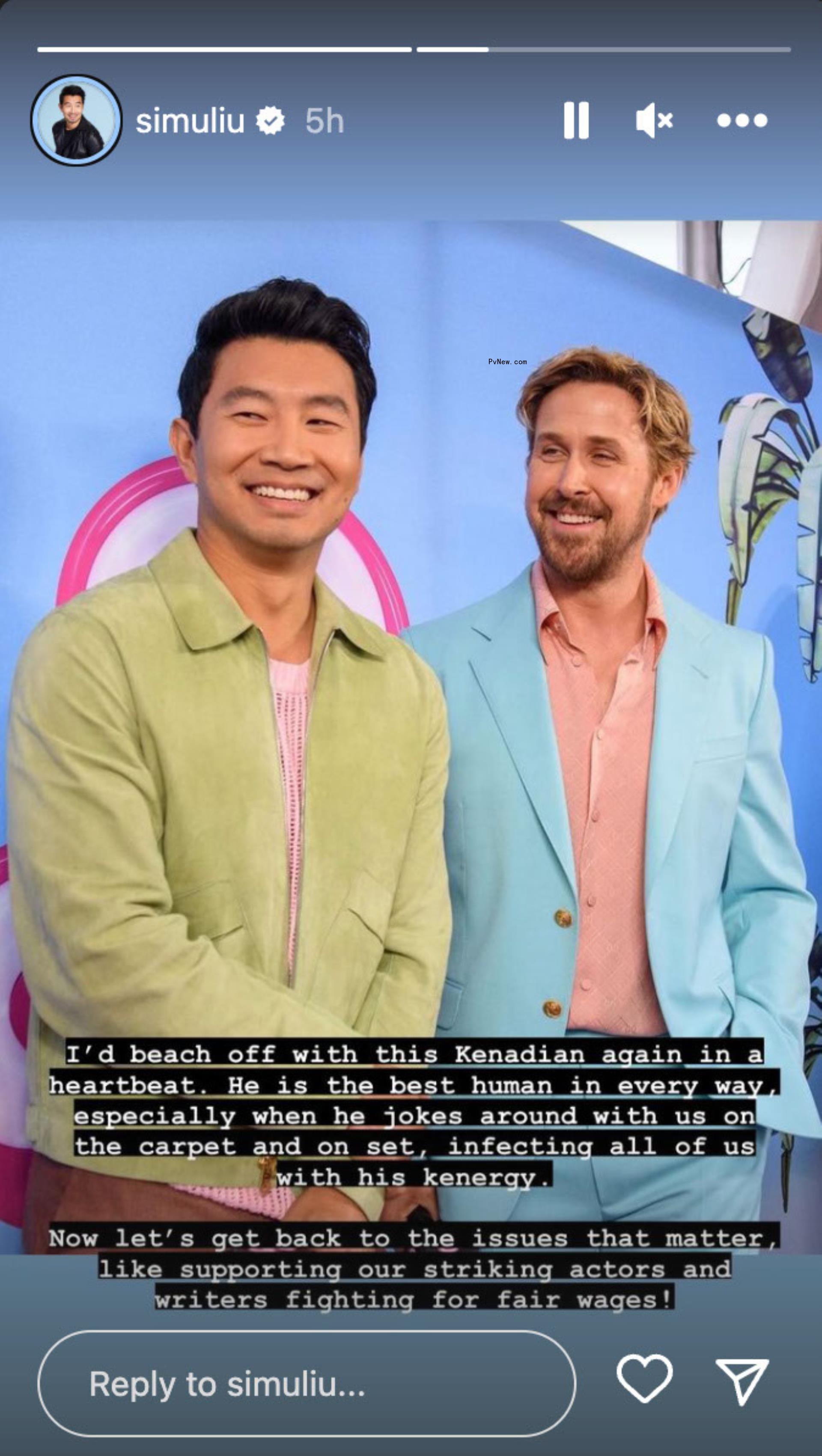 Simu Liu and Ryan Gosling