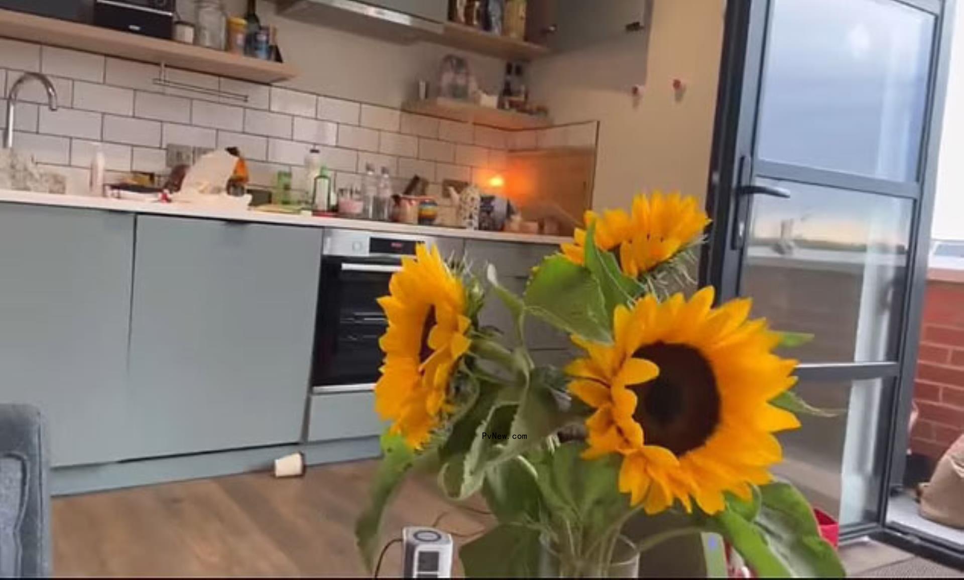 kitchen with sunflowers