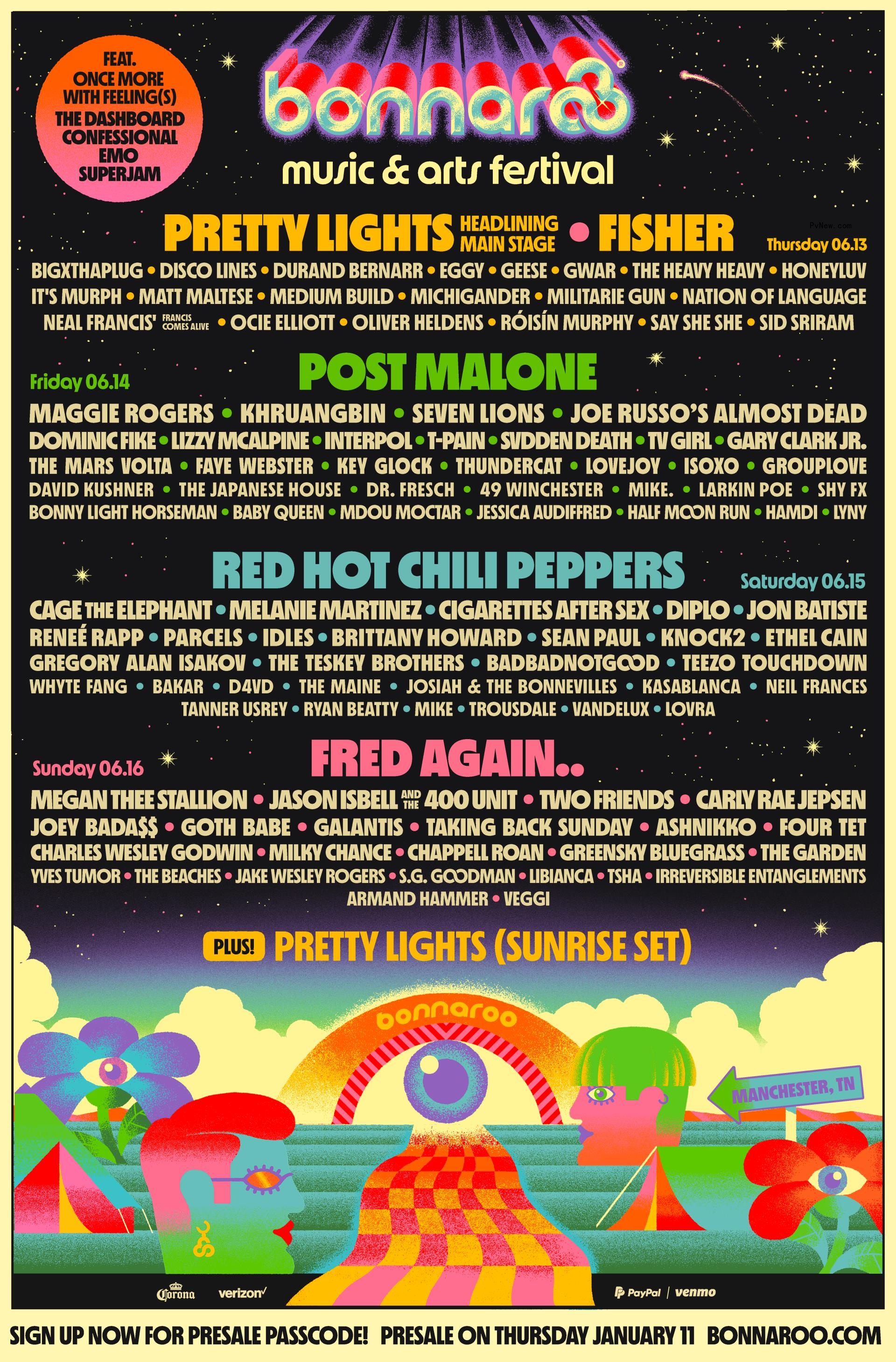 Bo<i></i>nnaroo Unveils 2024 Lineup: Red Hot Chili Peppers, Post Malone and Fred Again Headline