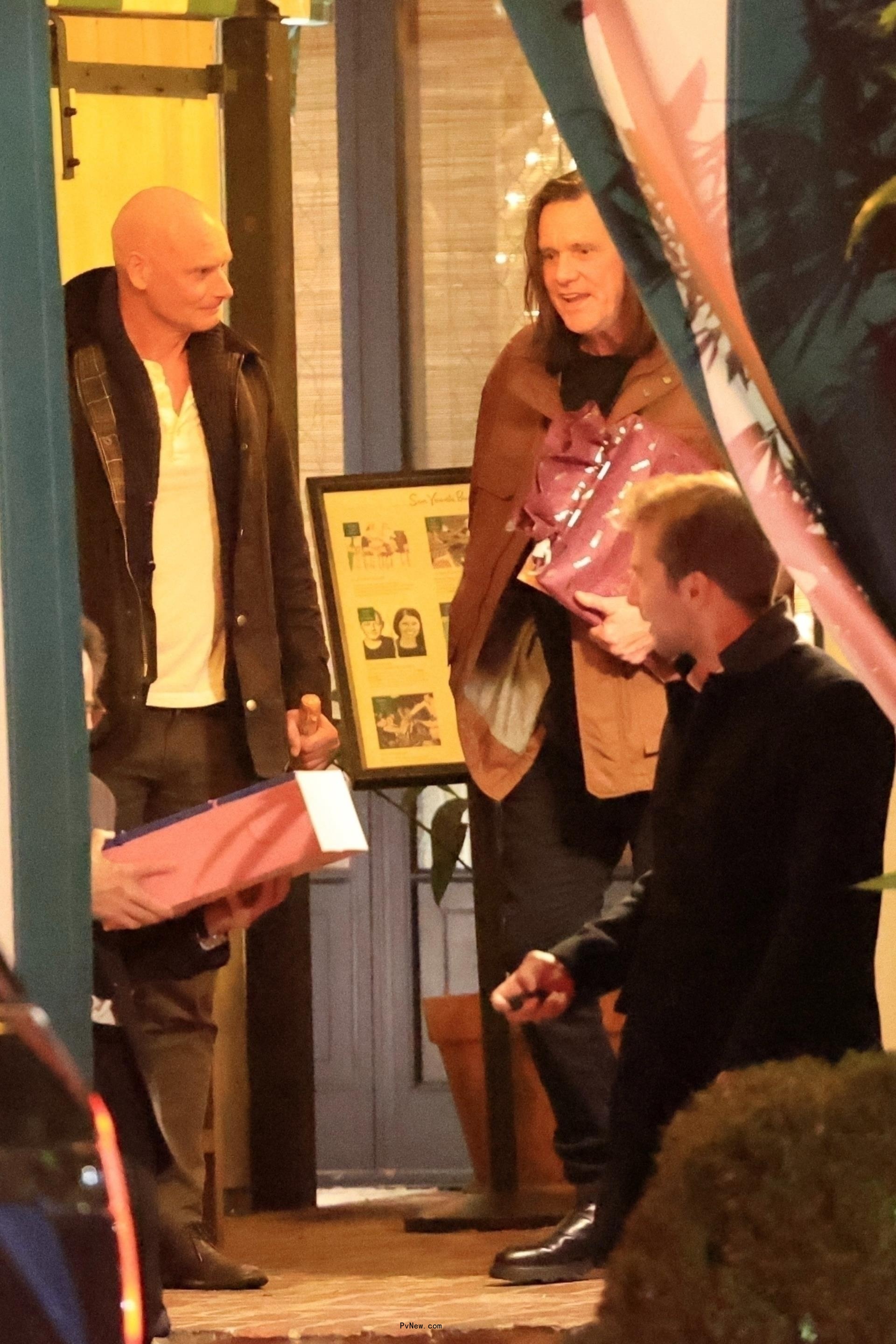 Jim Carrey leaving his birthday bash.