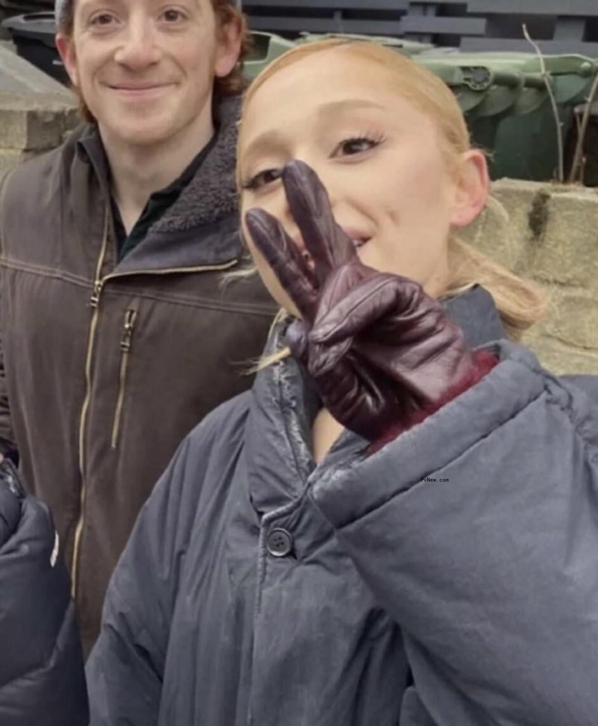 A selfie of Ethan Slater and Ariana Grande.