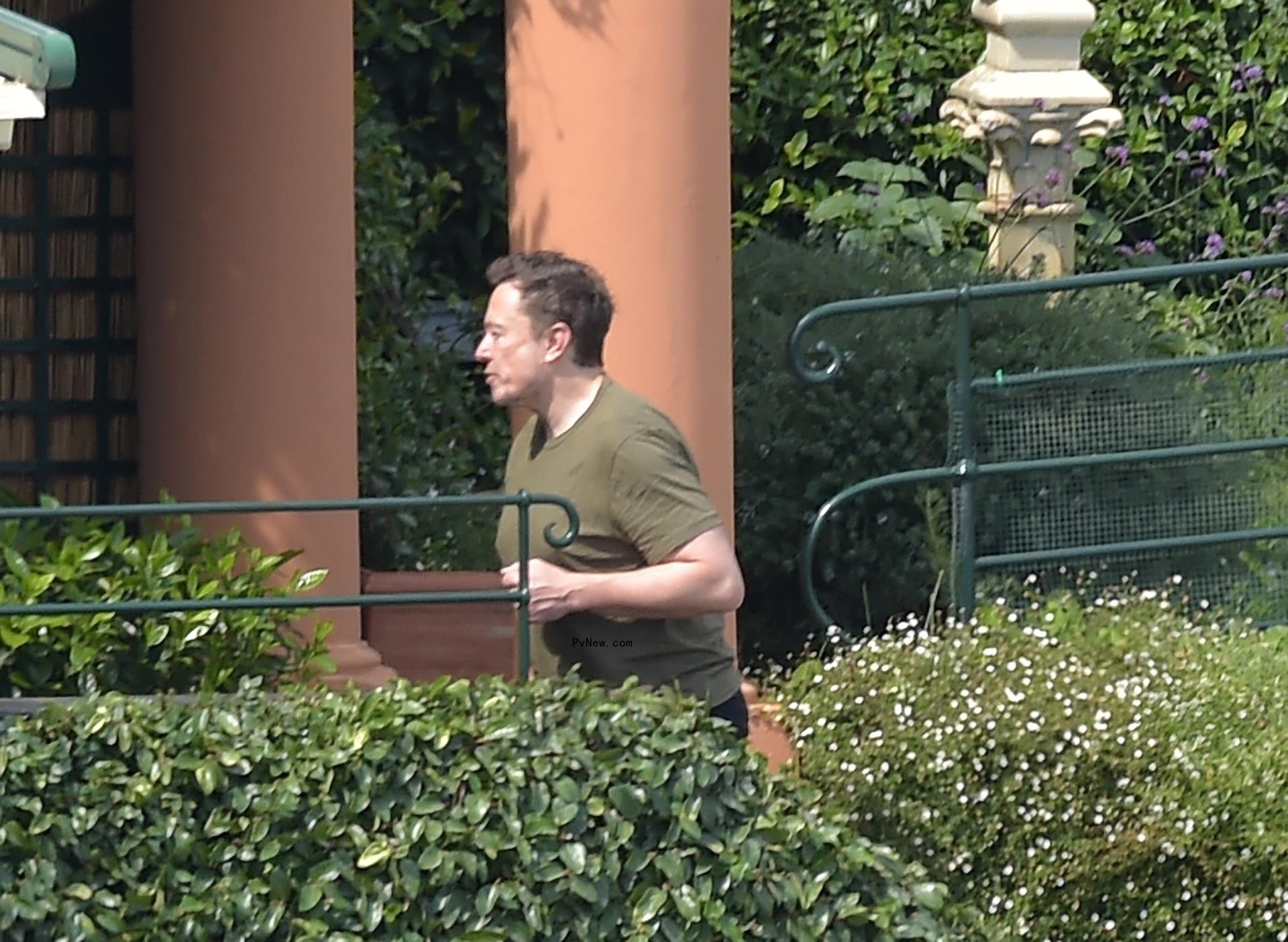 Elon Musk walking.