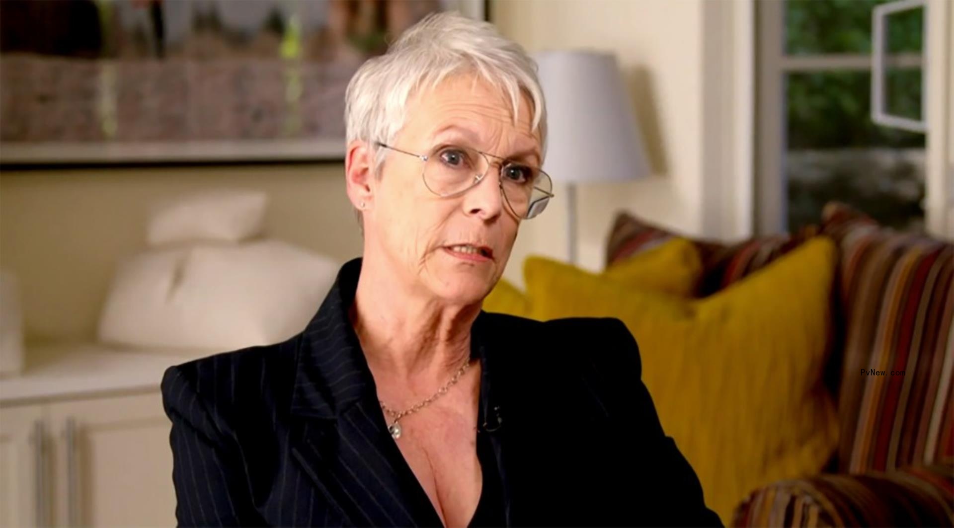 Jamie Lee Curtis talking on