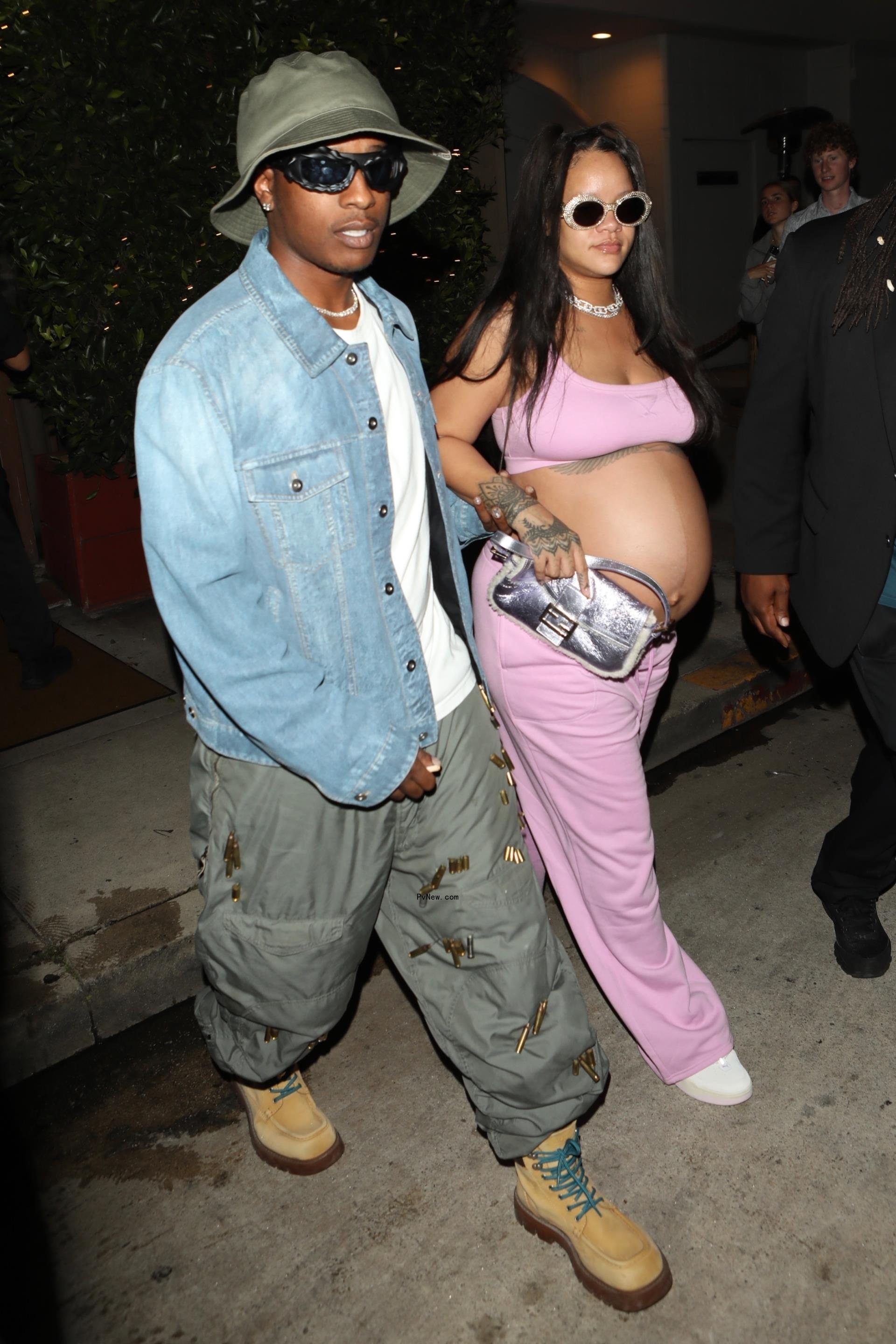 Rihanna bares baby bump in Barbiecore outfit for date night with A$AP Rocky