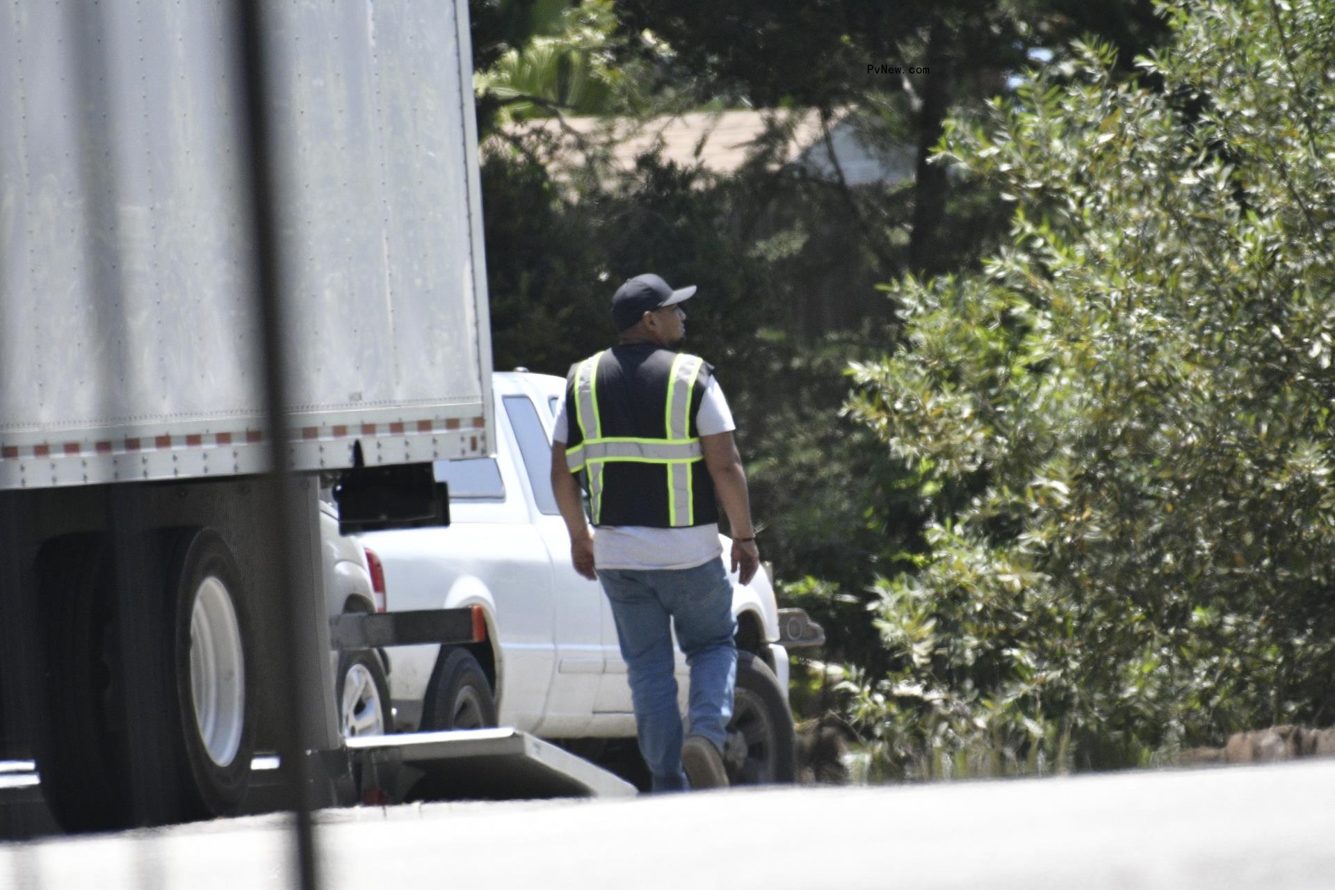 Moving truck at Kevin Costner's house