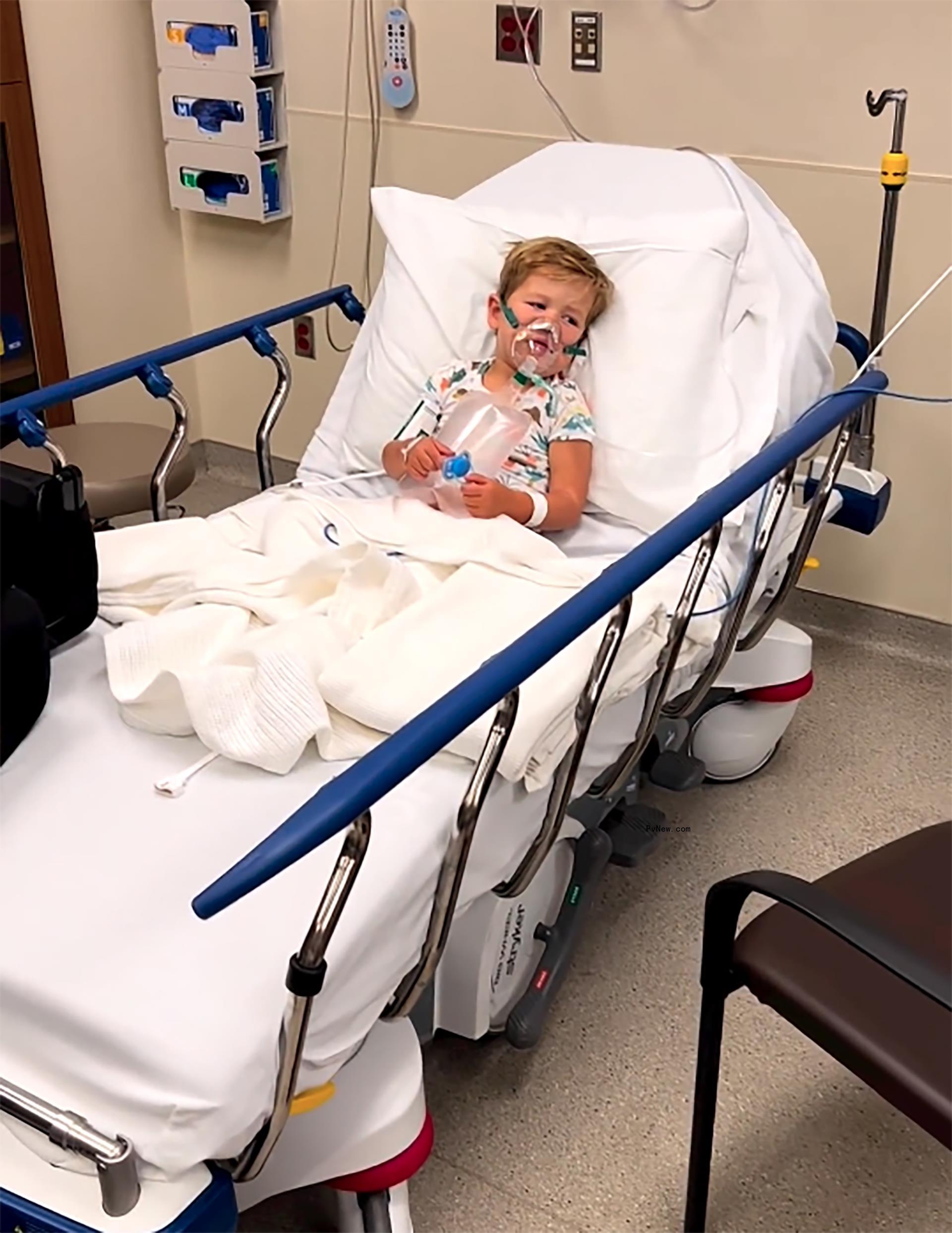 Morgan Miller's son in the hospital.