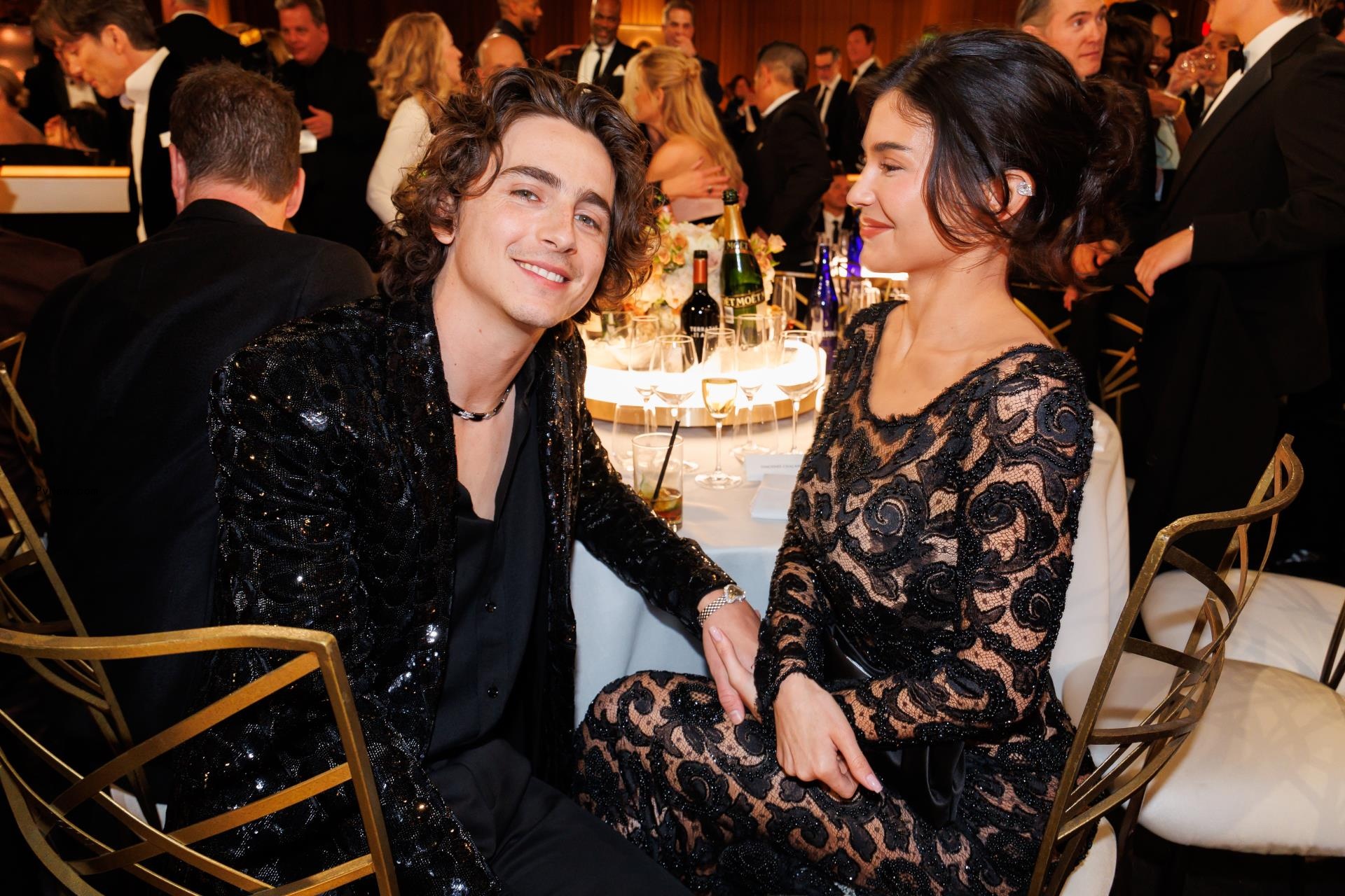 Timothée Chalamet and Kylie Jenner at the 81st Golden Globe Awards.